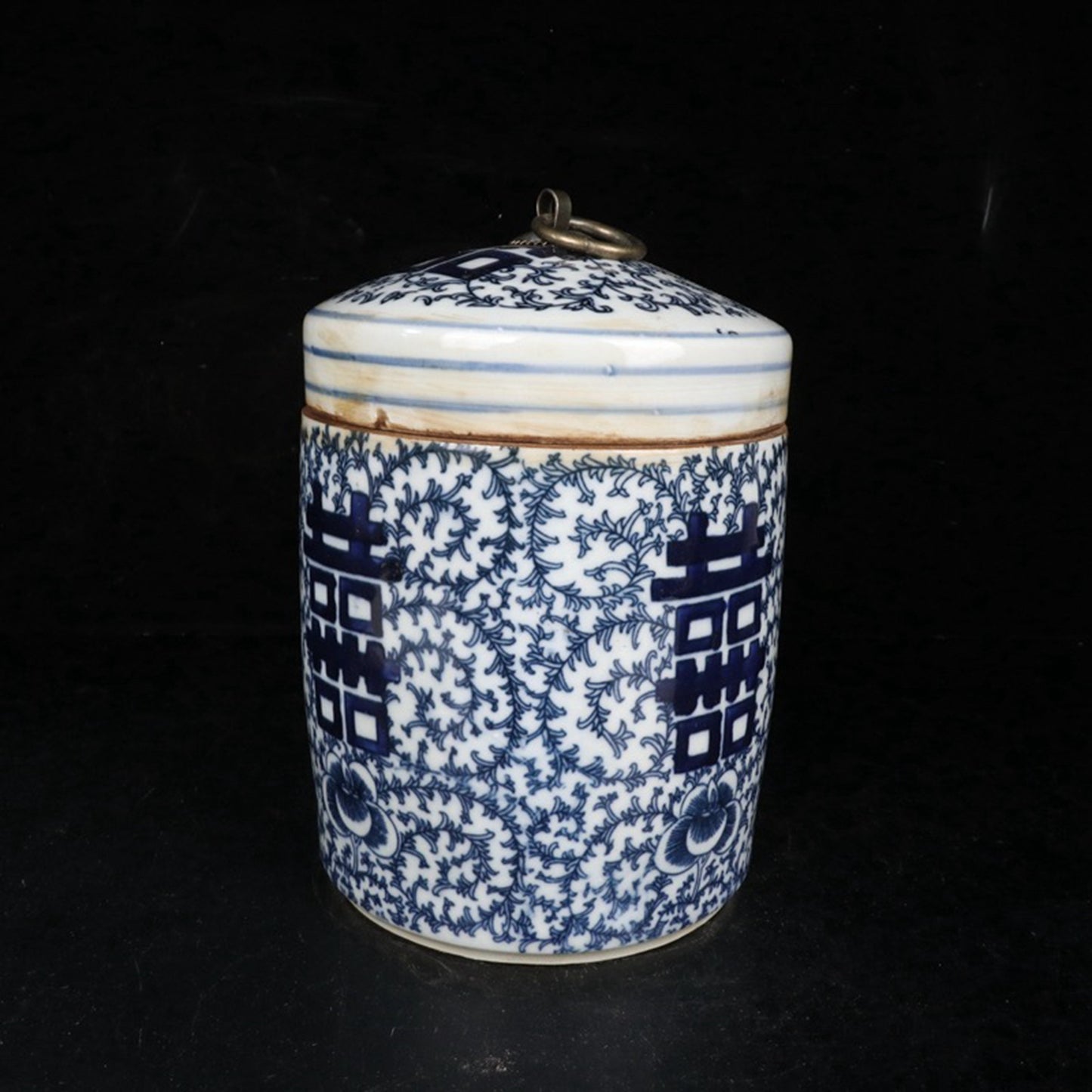 Ceramic Blue and White Double Happiness Tea Jar