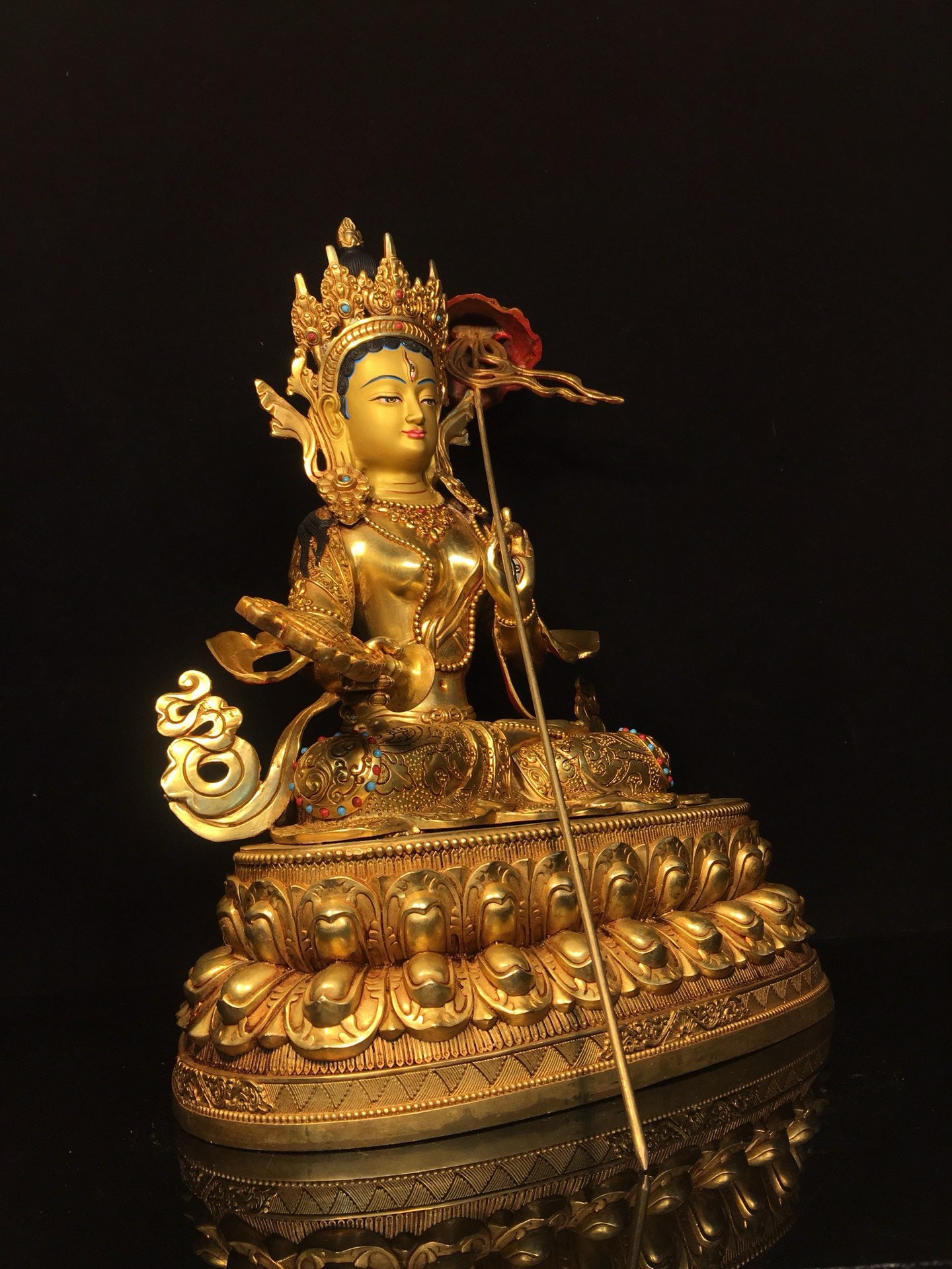 Chinese Antique Pure Copper Umbrella Buddha Mother