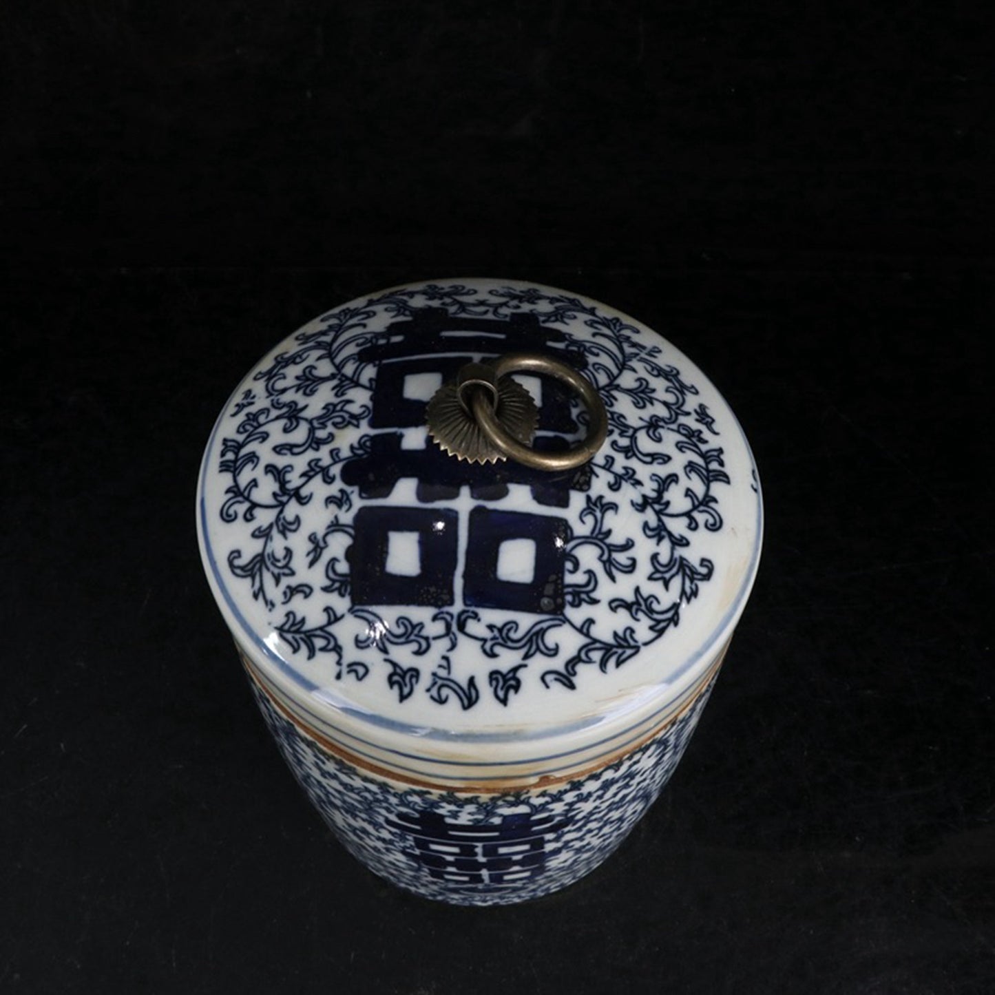 Ceramic Blue and White Double Happiness Tea Jar