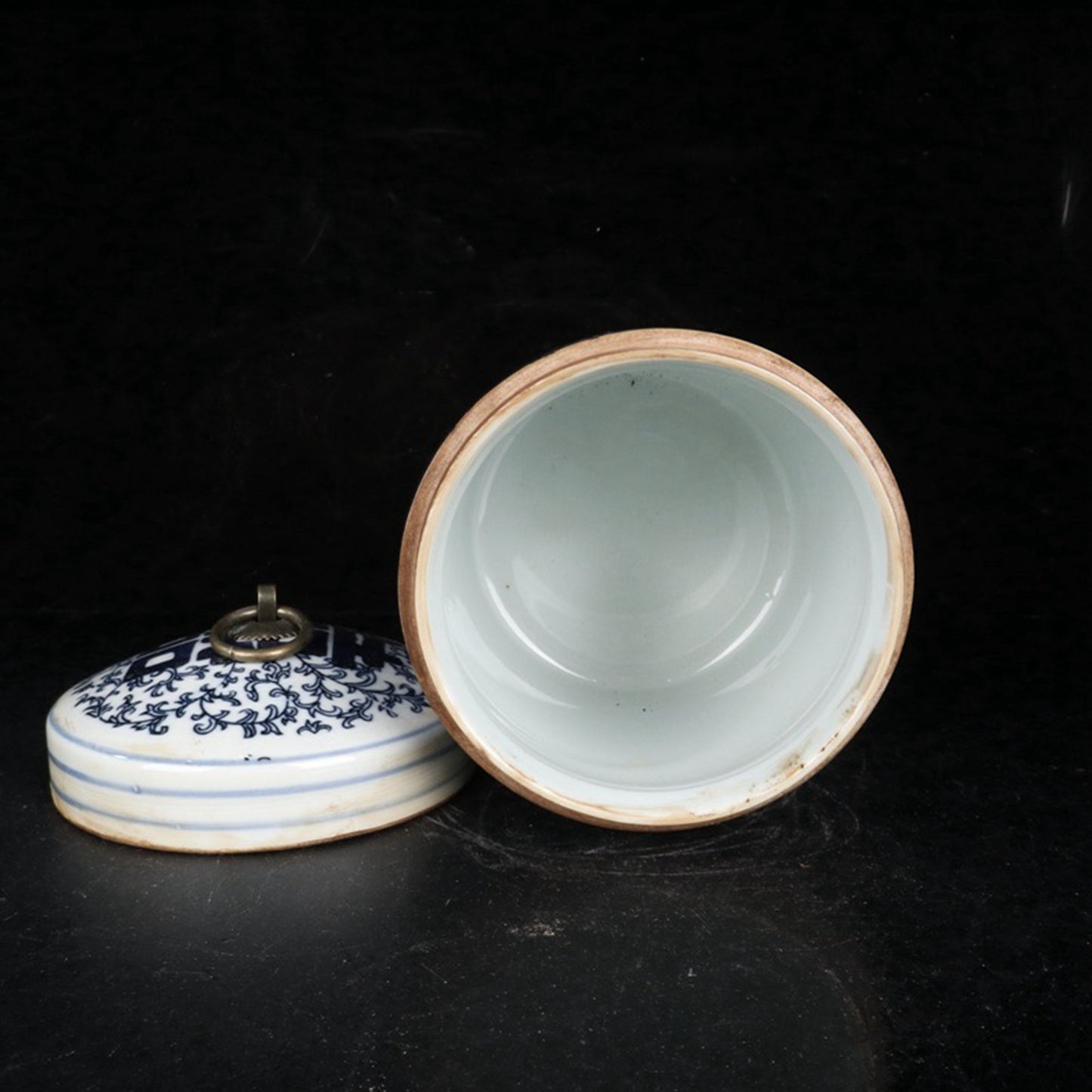 Ceramic Blue and White Double Happiness Tea Jar