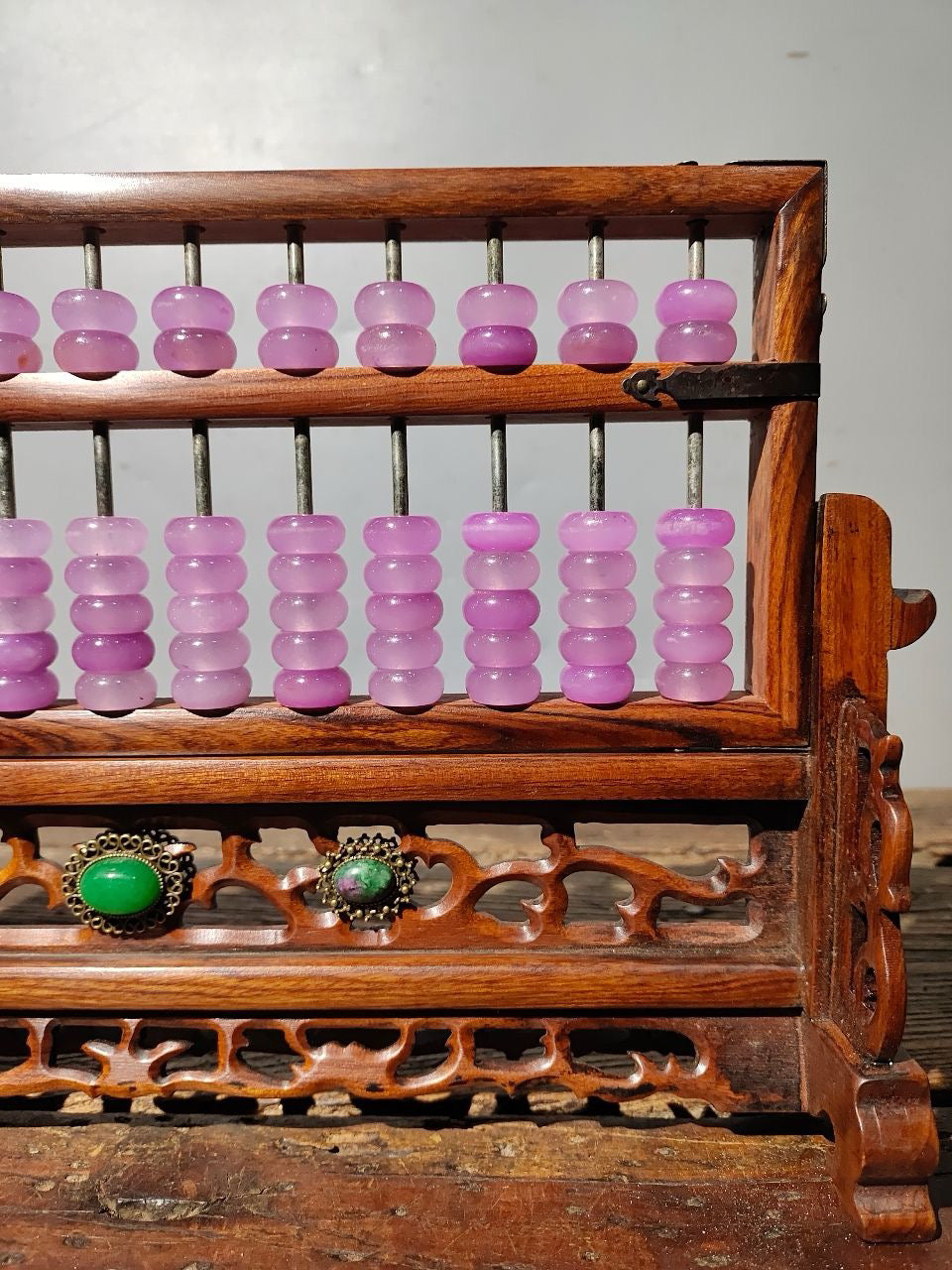 Solid wood carved abacus with flower pear and screen decoration