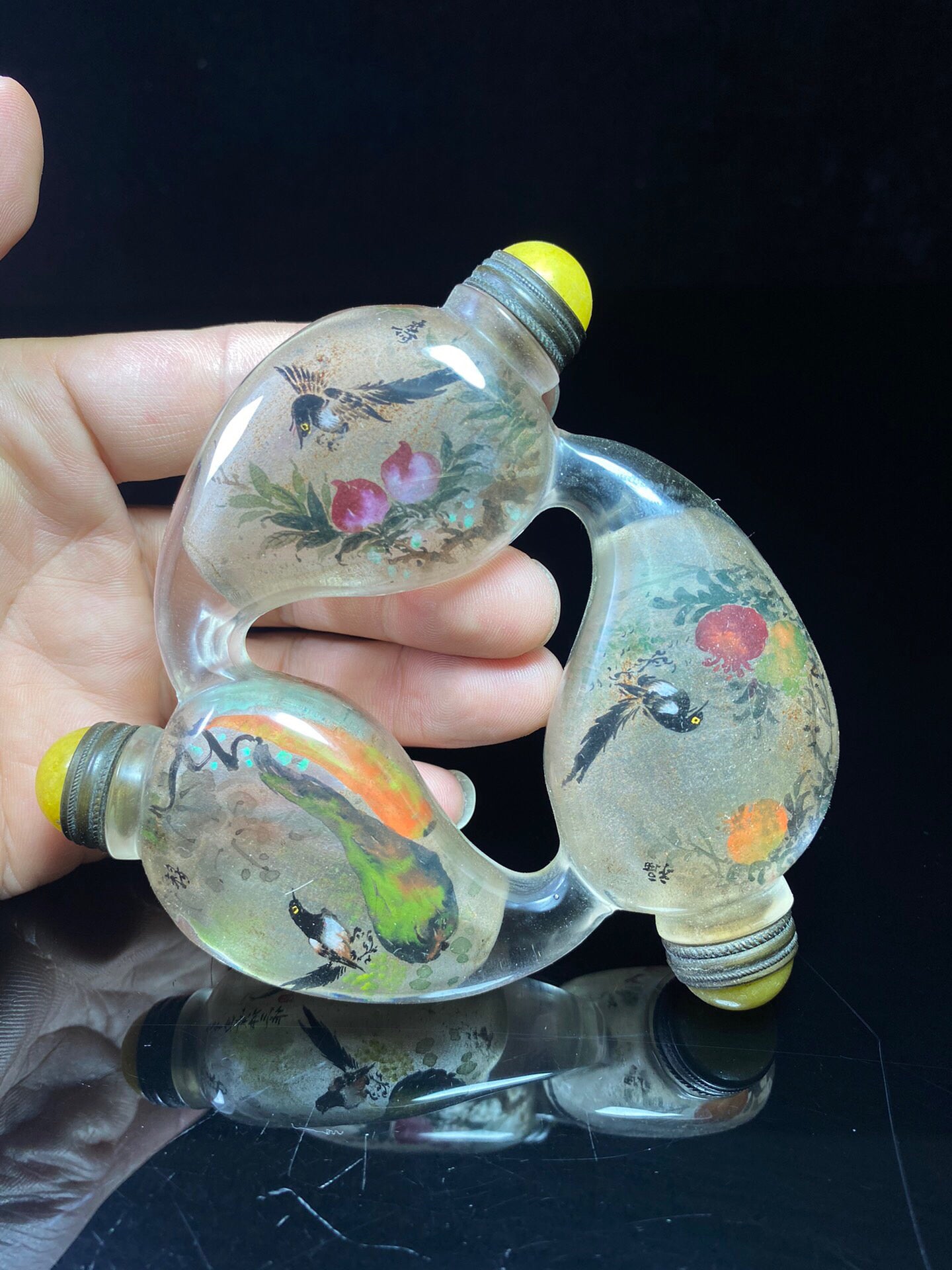 Chinese antique glass triple inner painting snuff bottle