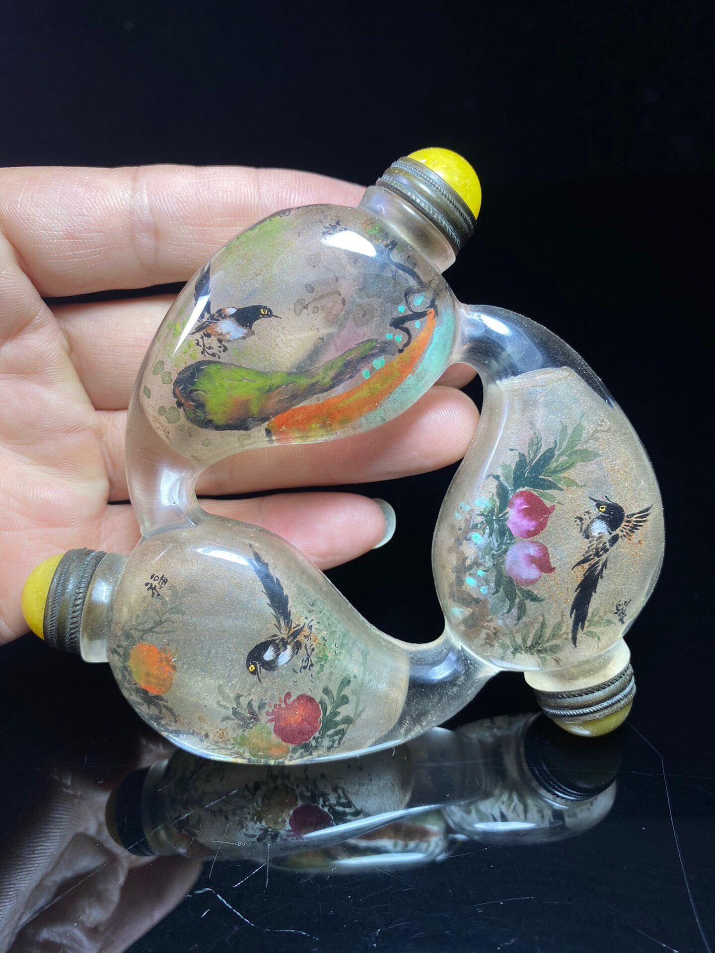 Chinese antique glass triple inner painting snuff bottle