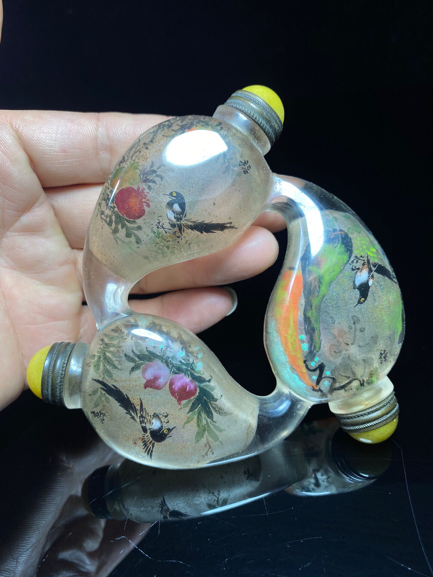 Chinese antique glass triple inner painting snuff bottle