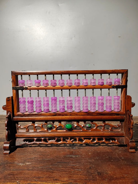 Solid wood carved abacus with flower pear and screen decoration