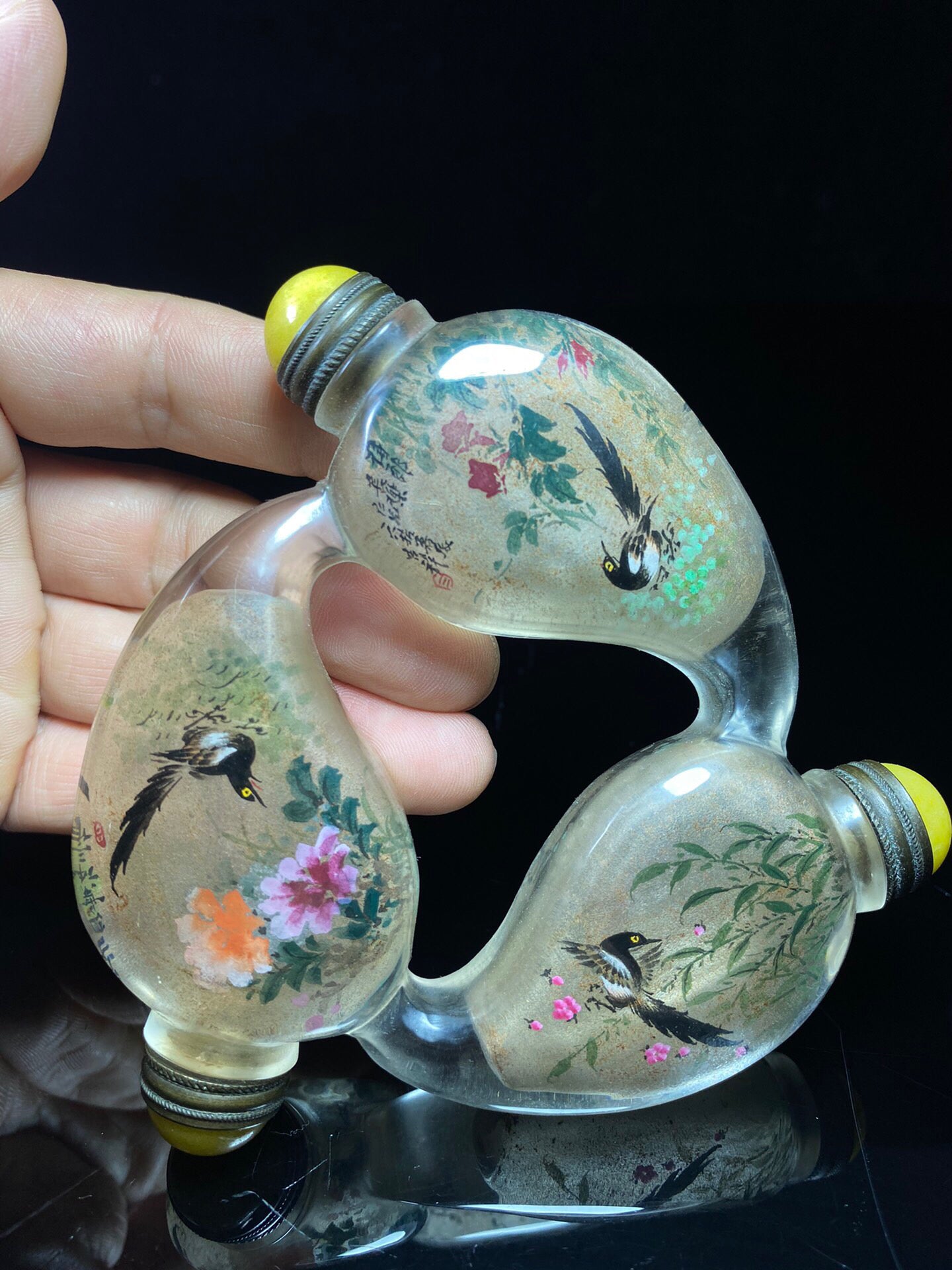 Chinese antique glass triple inner painting snuff bottle
