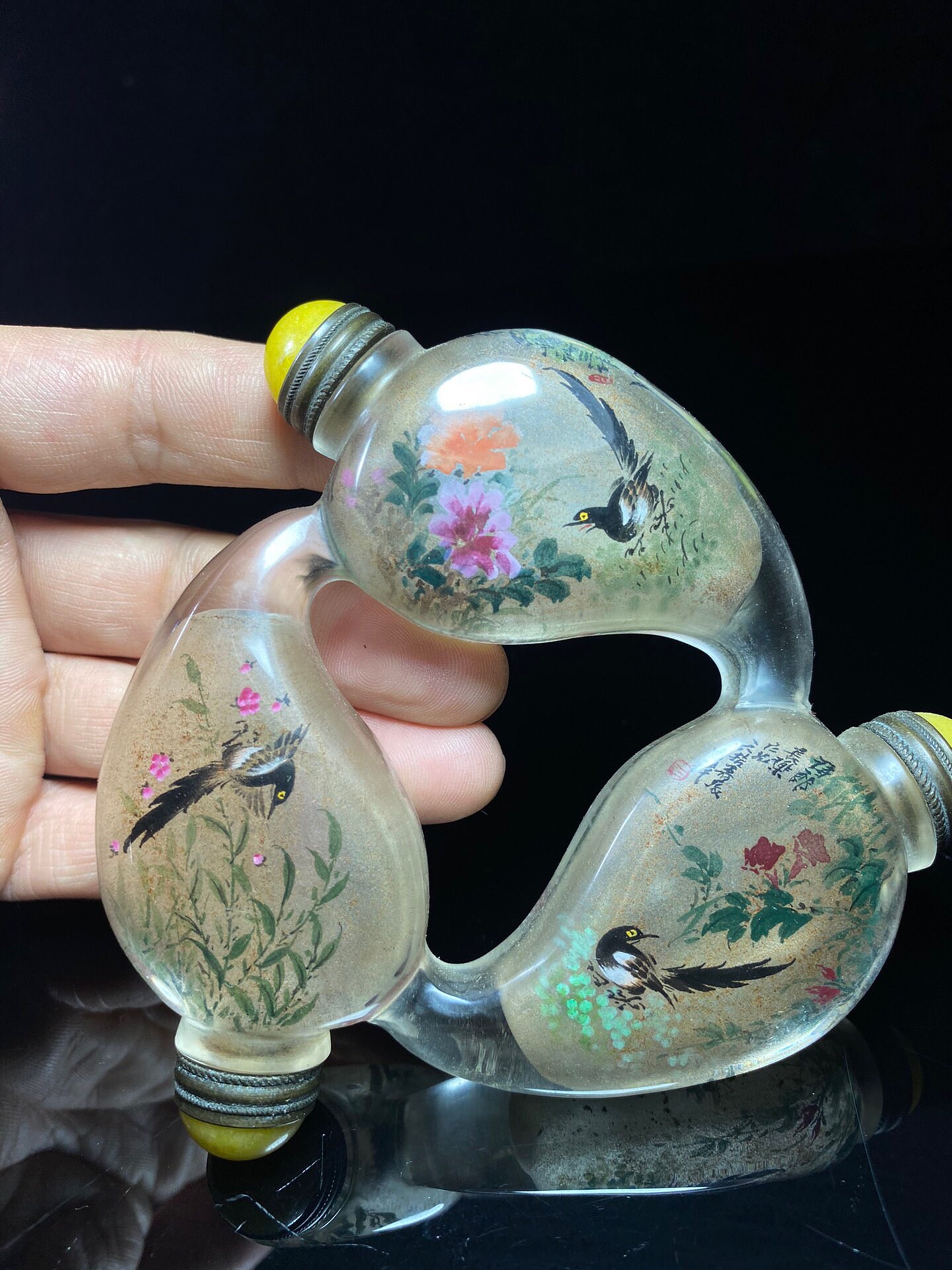 Chinese antique glass triple inner painting snuff bottle