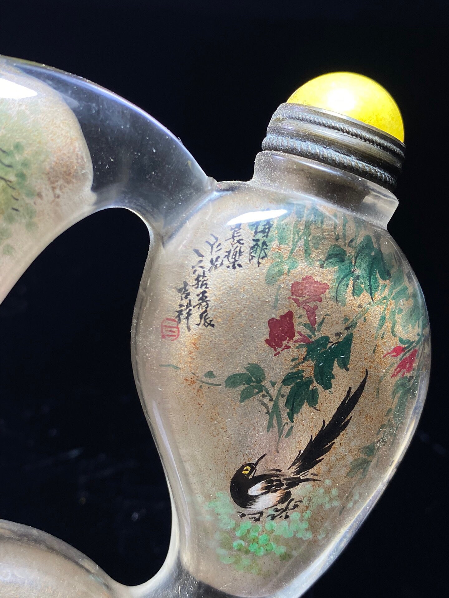Chinese antique glass triple inner painting snuff bottle