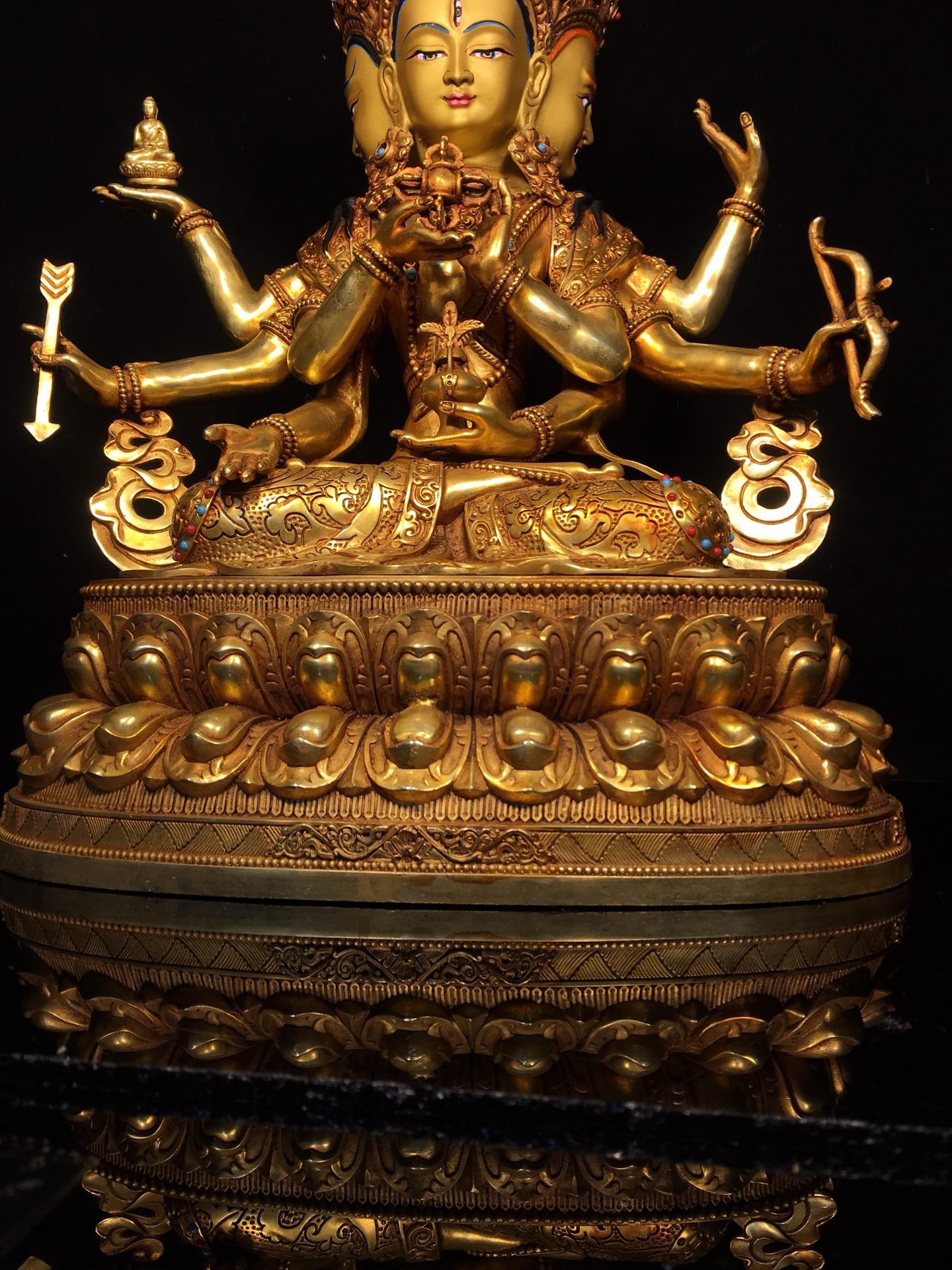 Chinese antique pure copper statue of venerable Buddha Mother Buddha