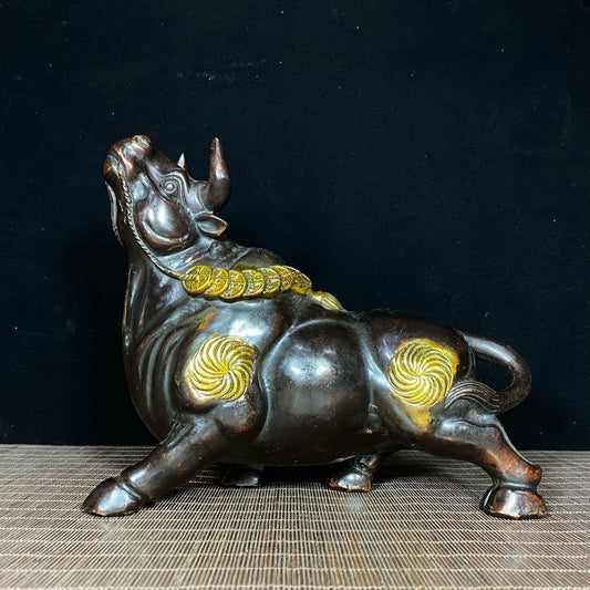 Pure copper gilded bull aura soaring to the sky