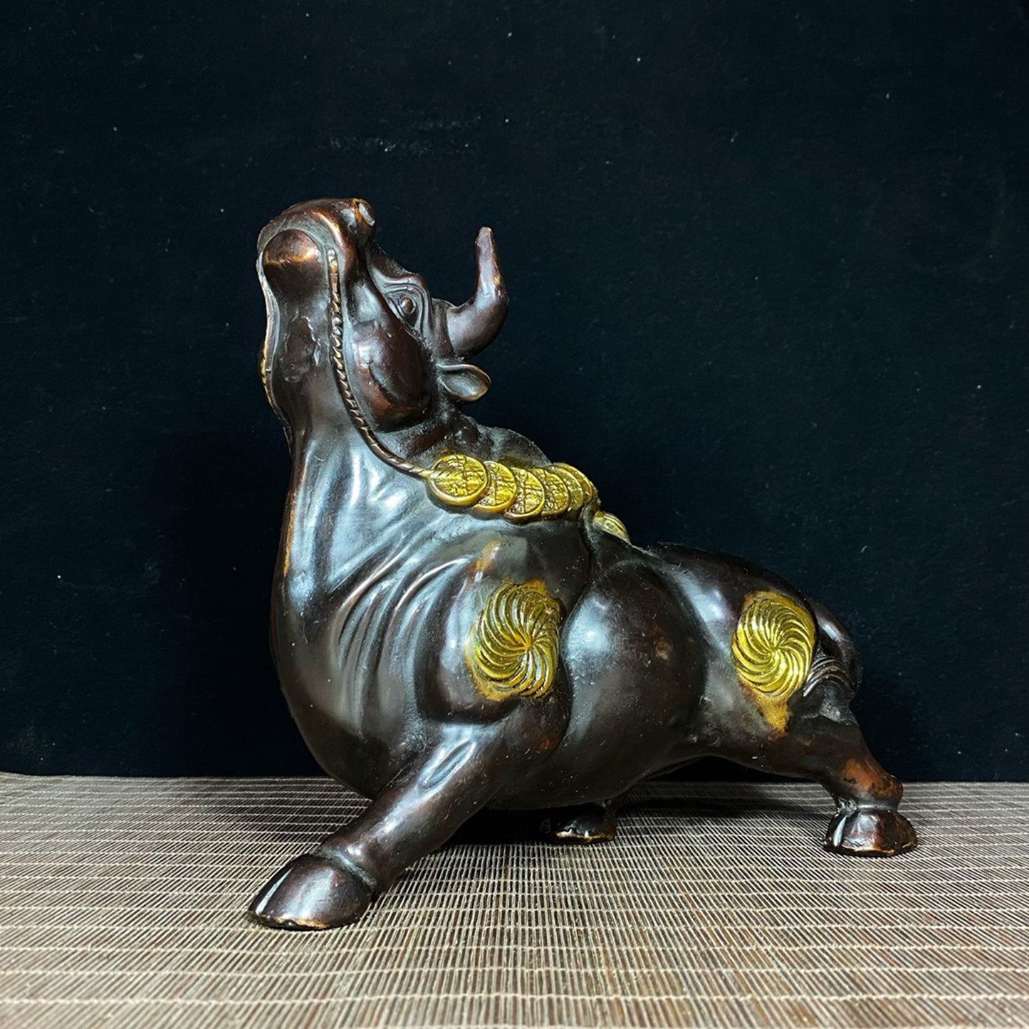 Pure copper gilded bull aura soaring to the sky