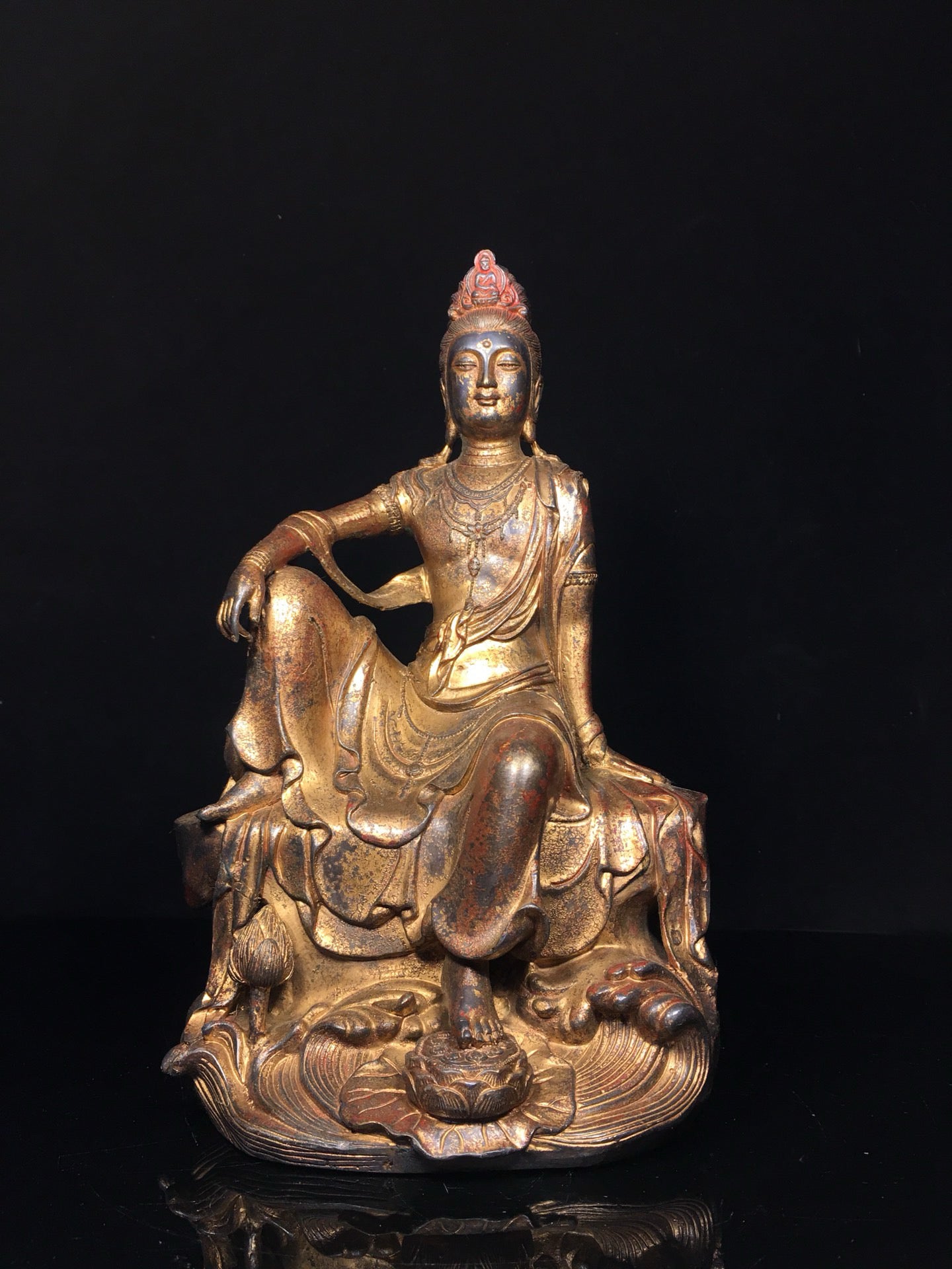 Chinese antique pure copper statue of Avalokitesvara Bodhisattva