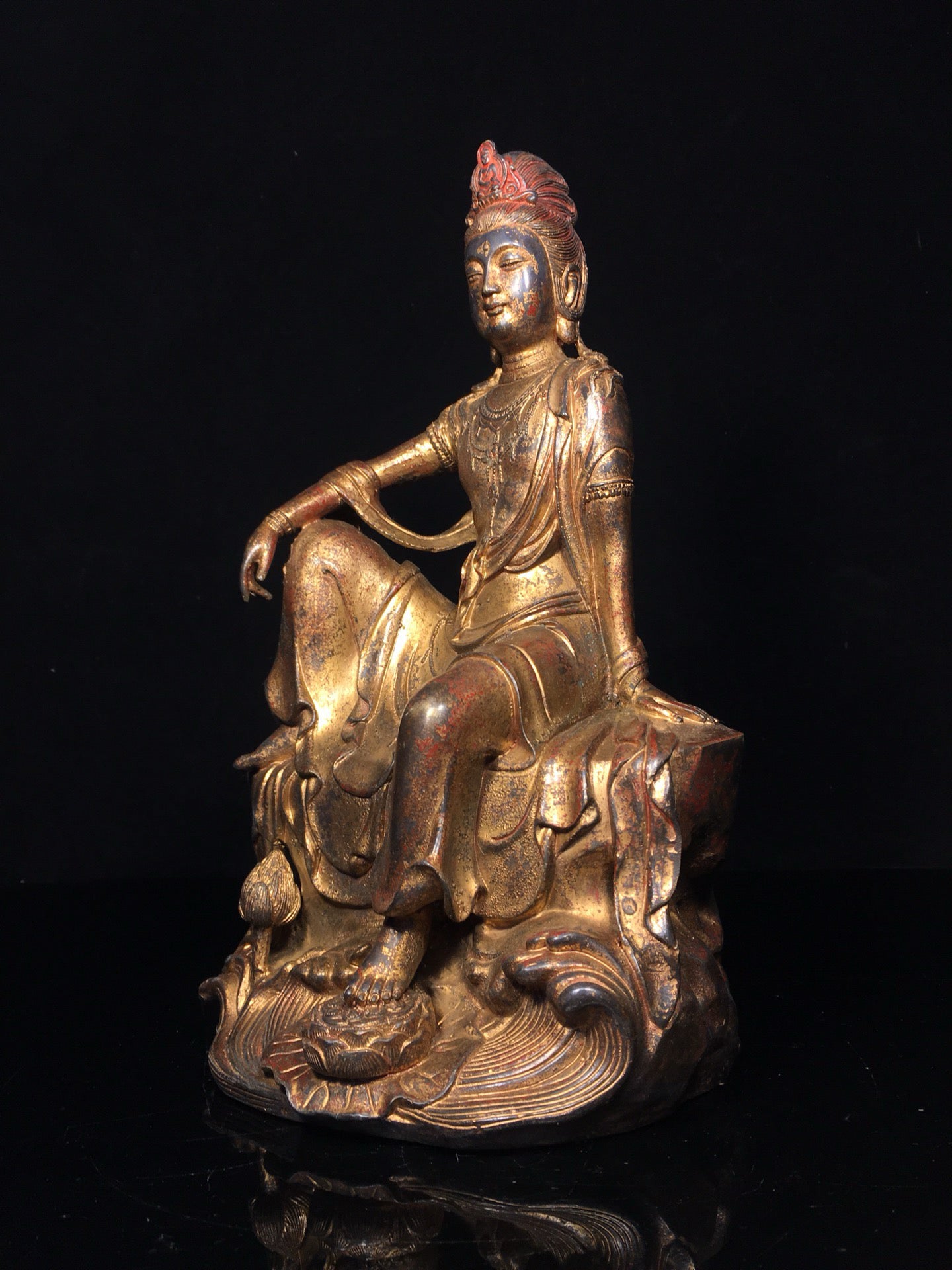 Chinese antique pure copper statue of Avalokitesvara Bodhisattva
