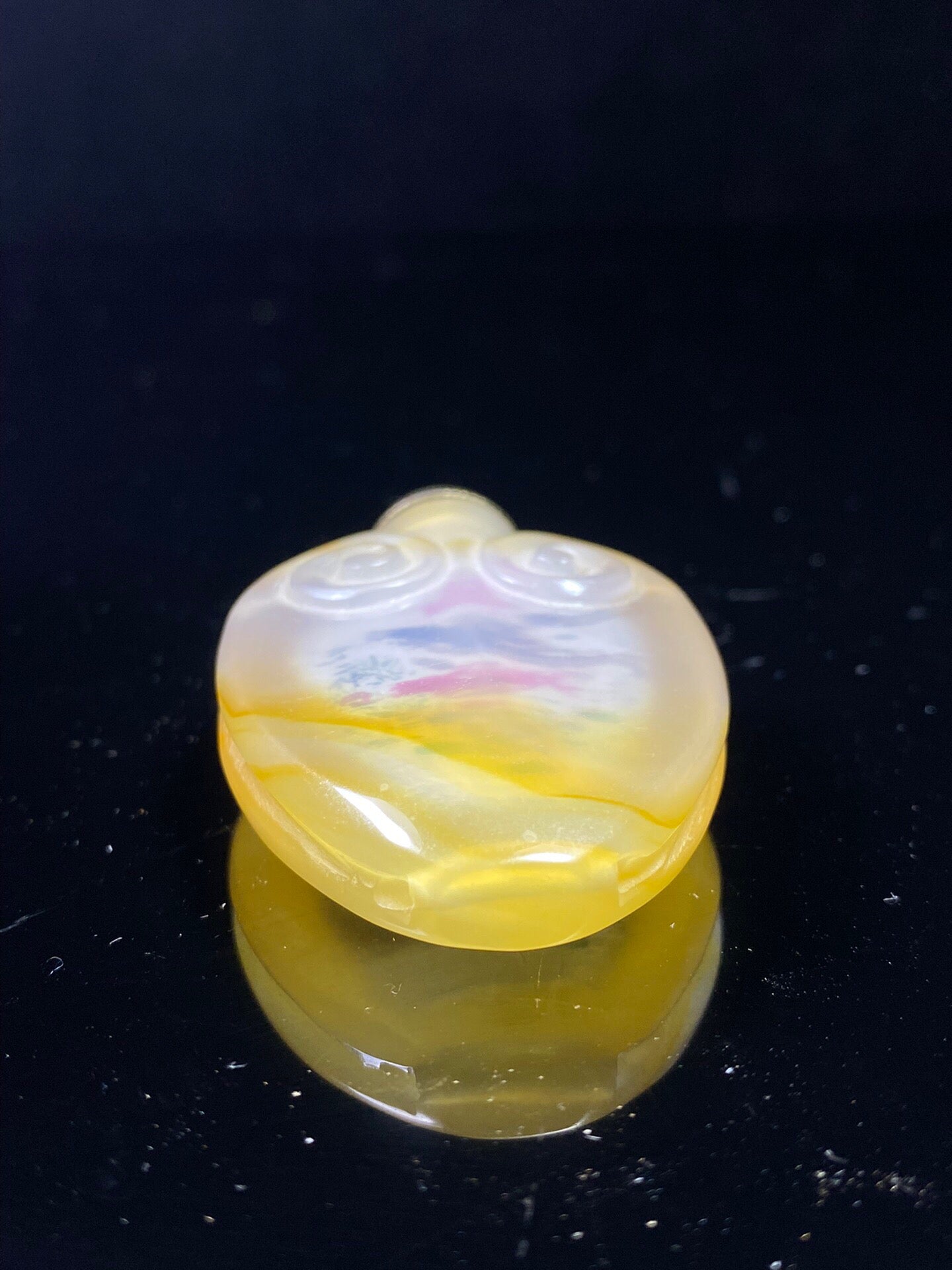 Chinese antique agate carved Ru Yi Nei painted snuff bottle