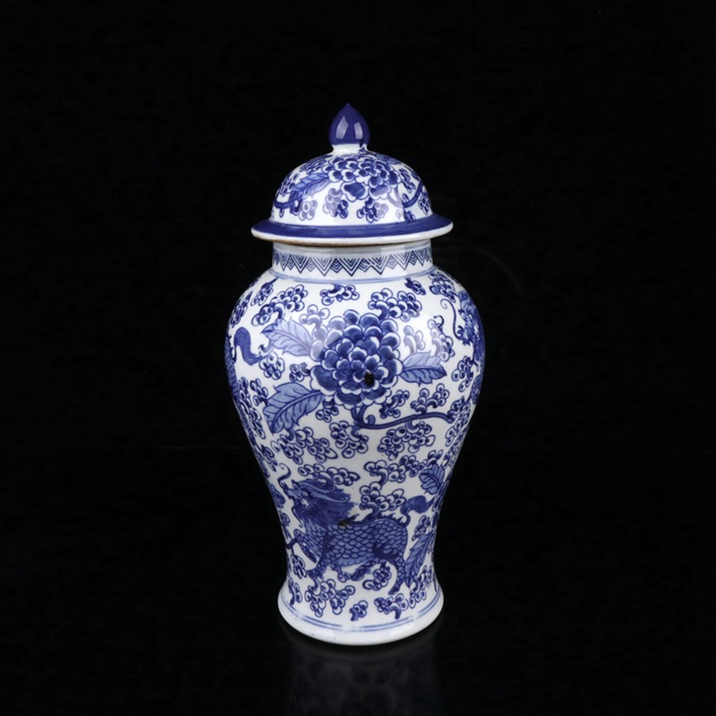 Ceramic Blue and White Kirin Pattern General Jar
