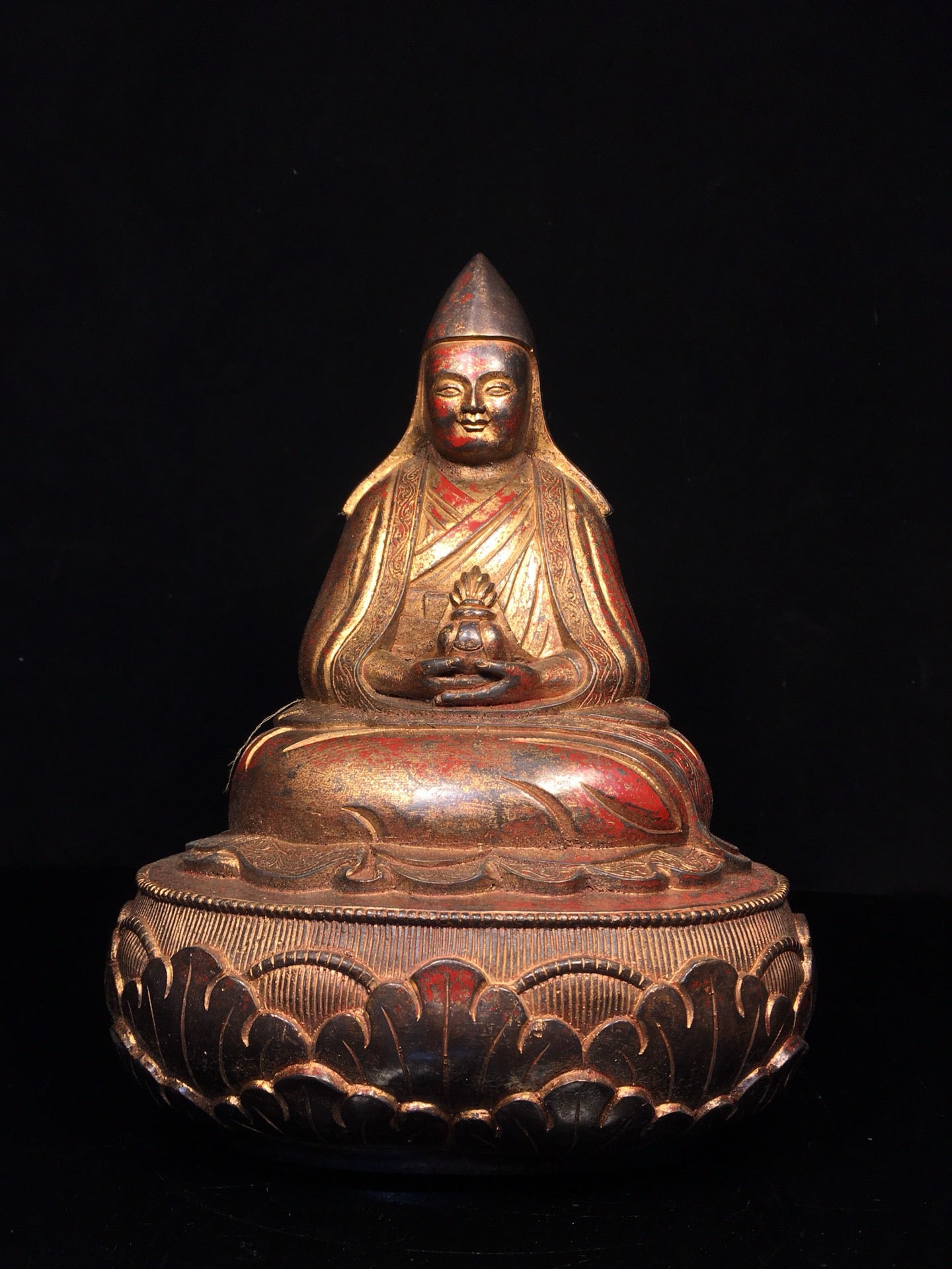 Chinese antique pure copper statue of Da Le Lian Shi Buddha