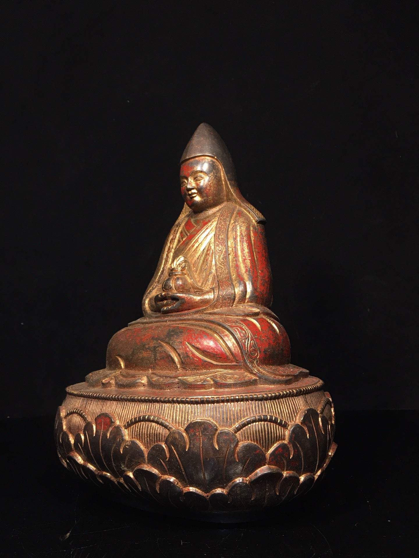 Chinese antique pure copper statue of Da Le Lian Shi Buddha