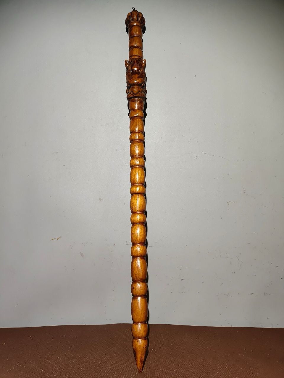 A bamboo whip carved from old peach wood