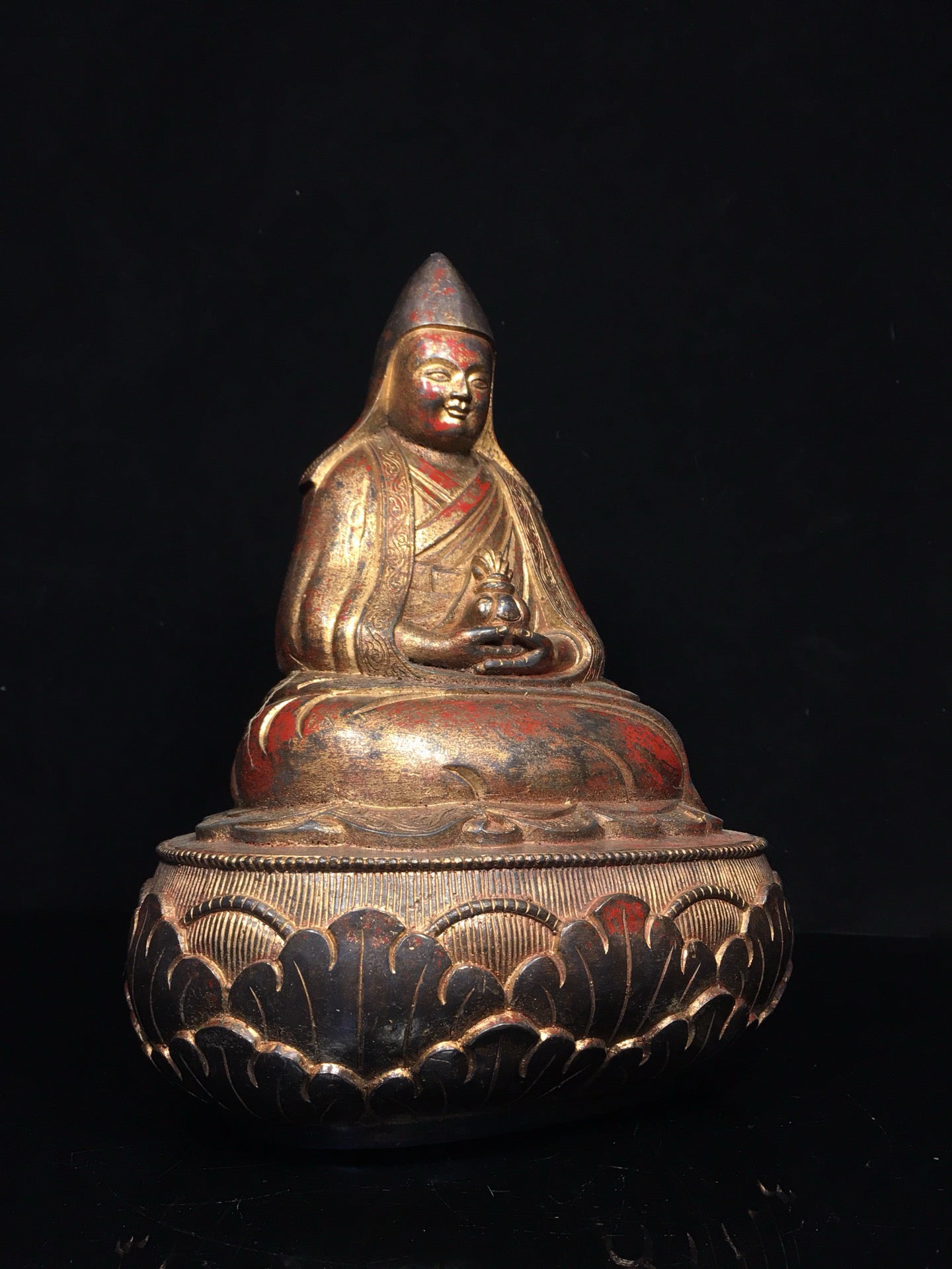 Chinese antique pure copper statue of Da Le Lian Shi Buddha