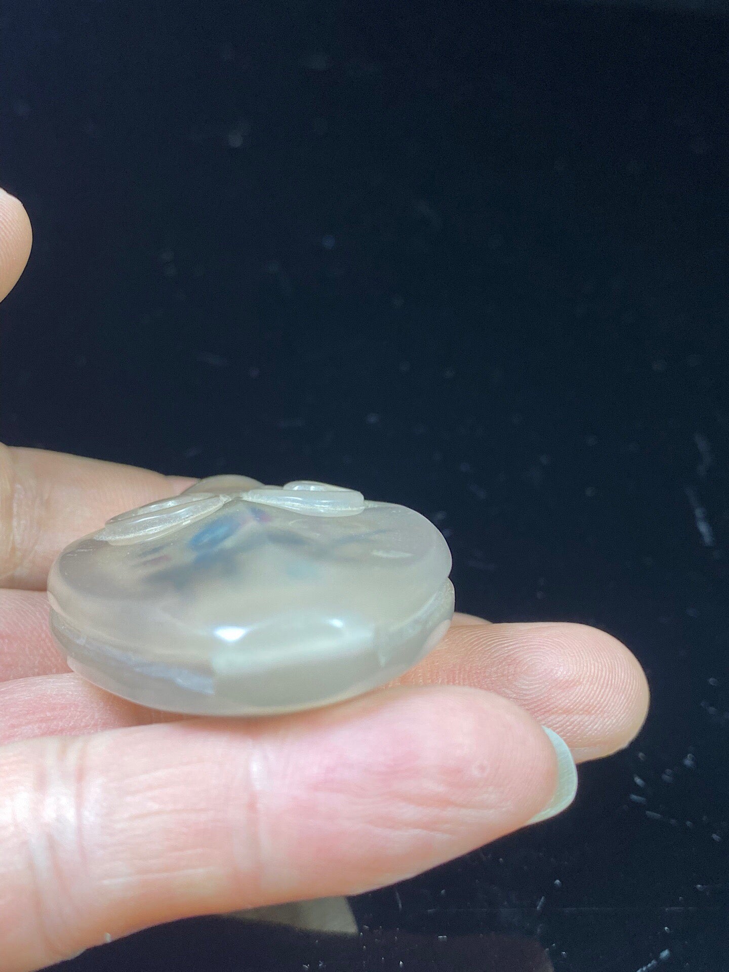 Chinese antique agate carved Ruyi Nei painted snuff bottle