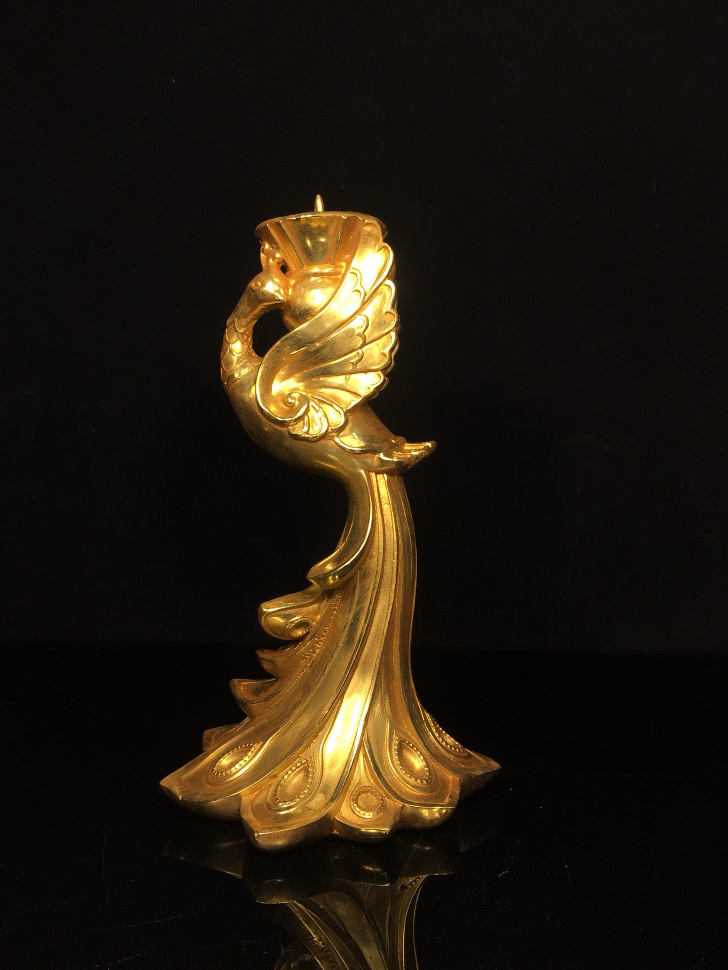 Chinese antique pure copper phoenix wax platform