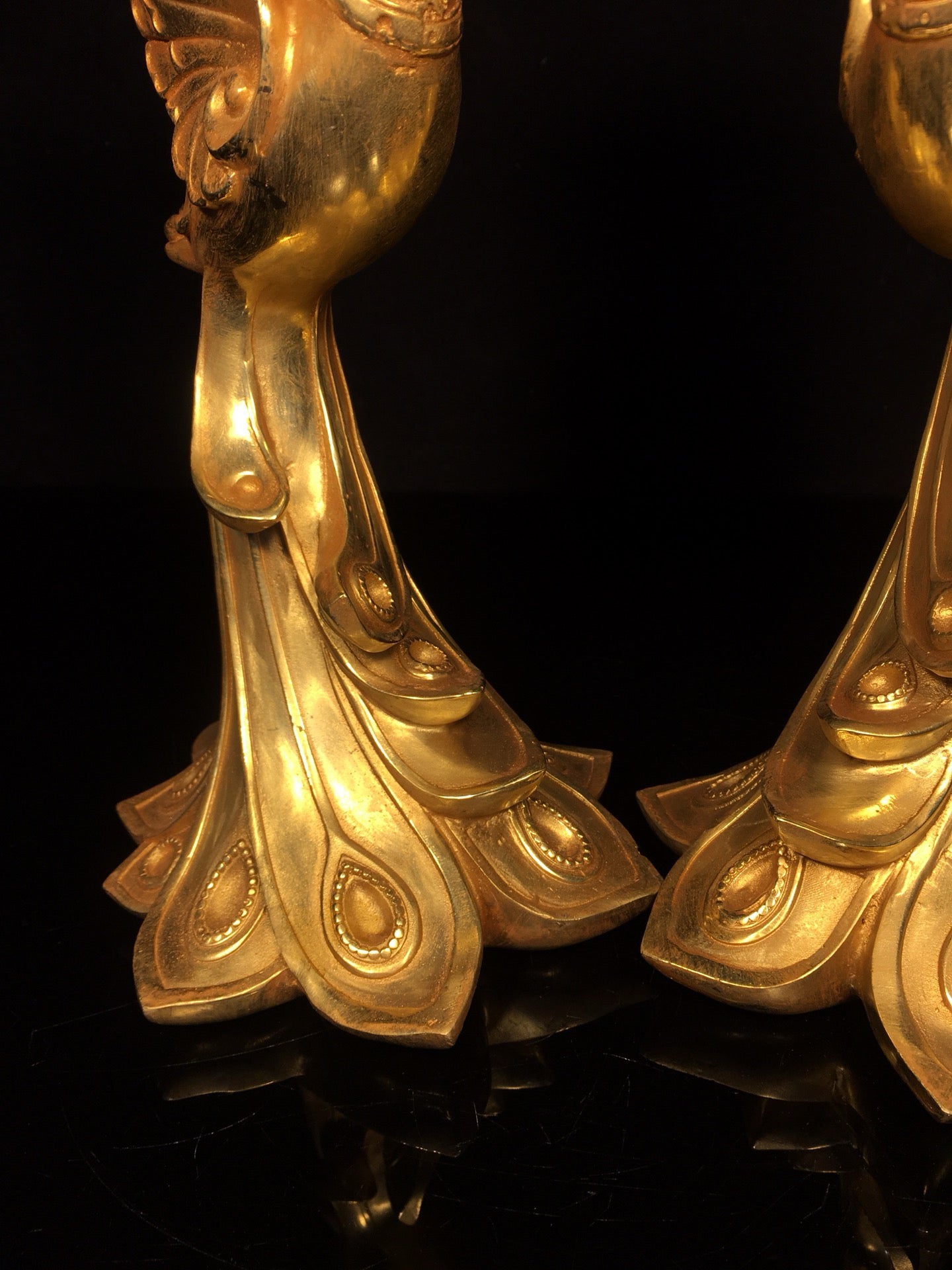 Chinese antique pure copper phoenix wax platform
