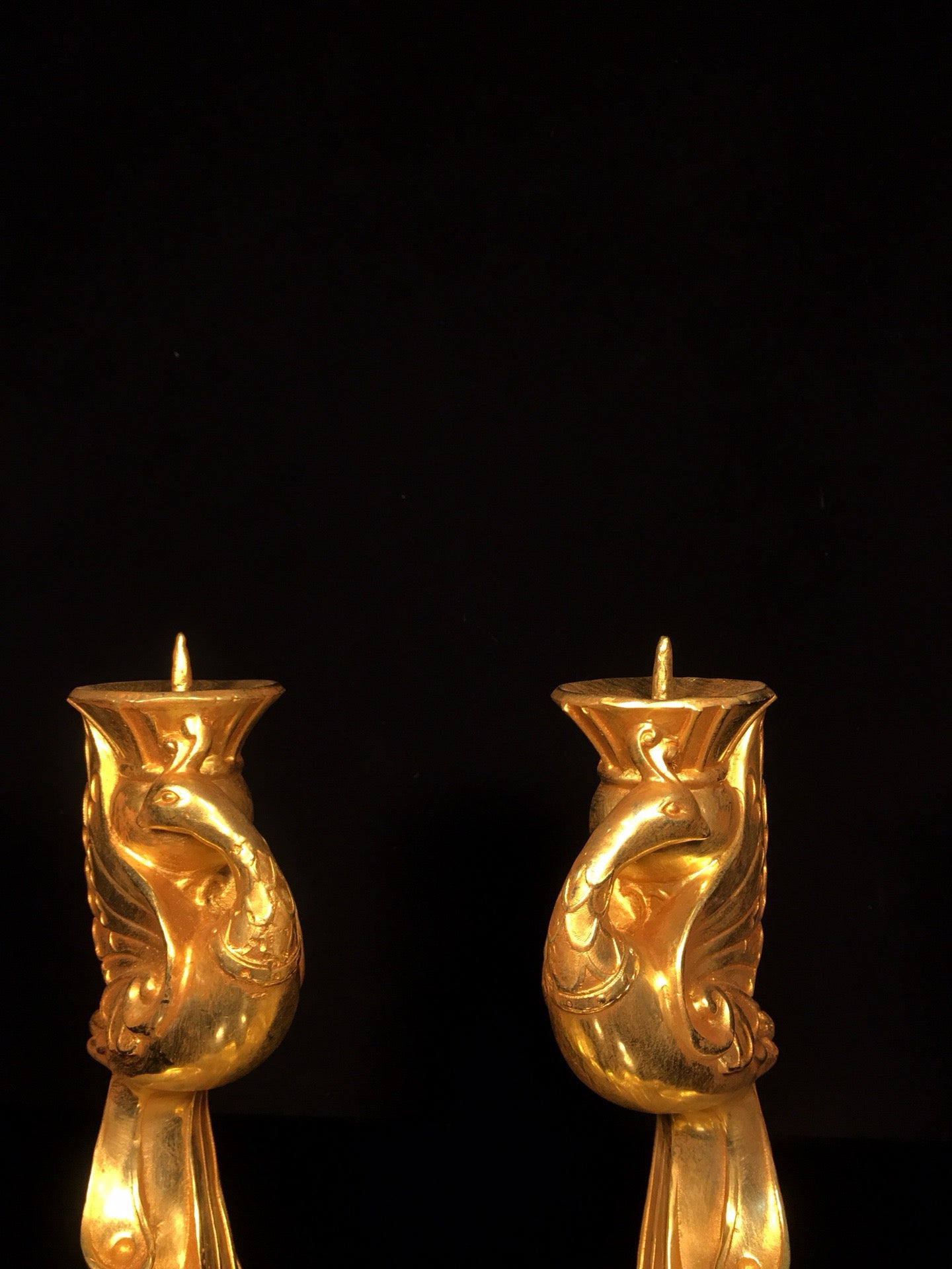Chinese antique pure copper phoenix wax platform
