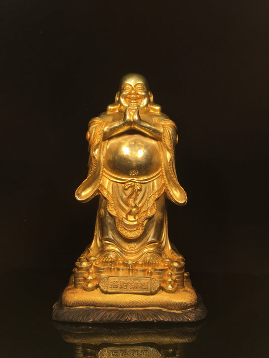 Chinese antique pure copper Maitreya Buddha statue