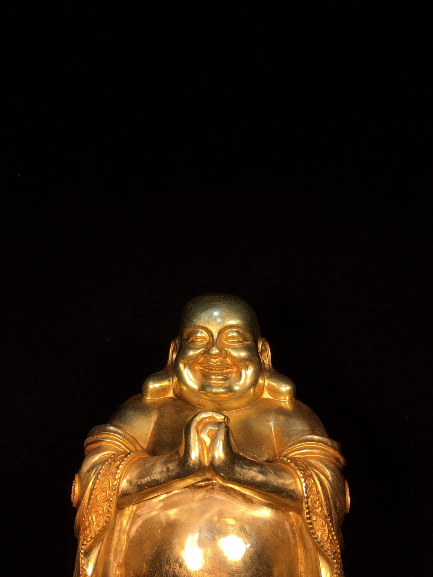 Chinese antique pure copper Maitreya Buddha statue