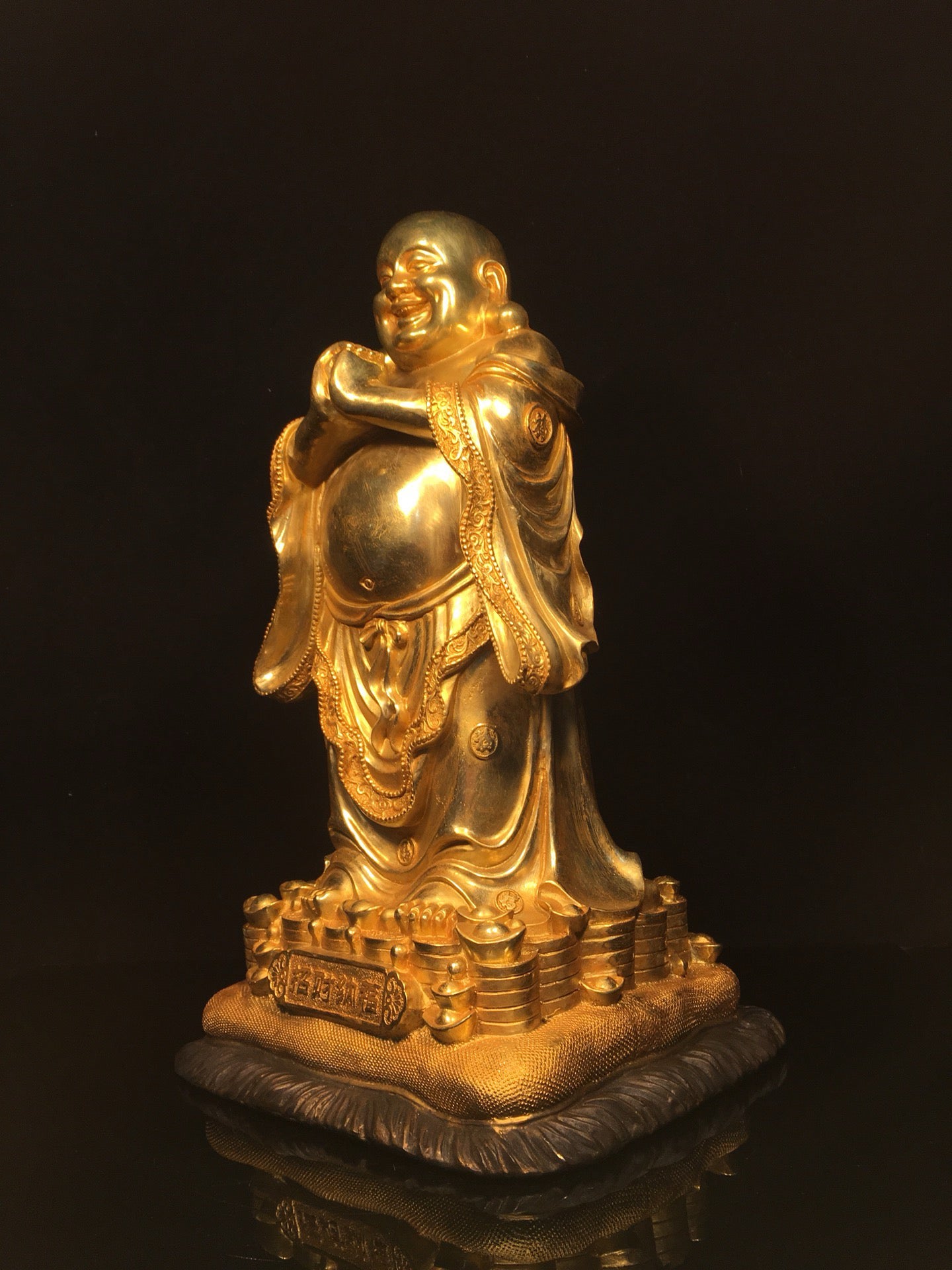 Chinese antique pure copper Maitreya Buddha statue