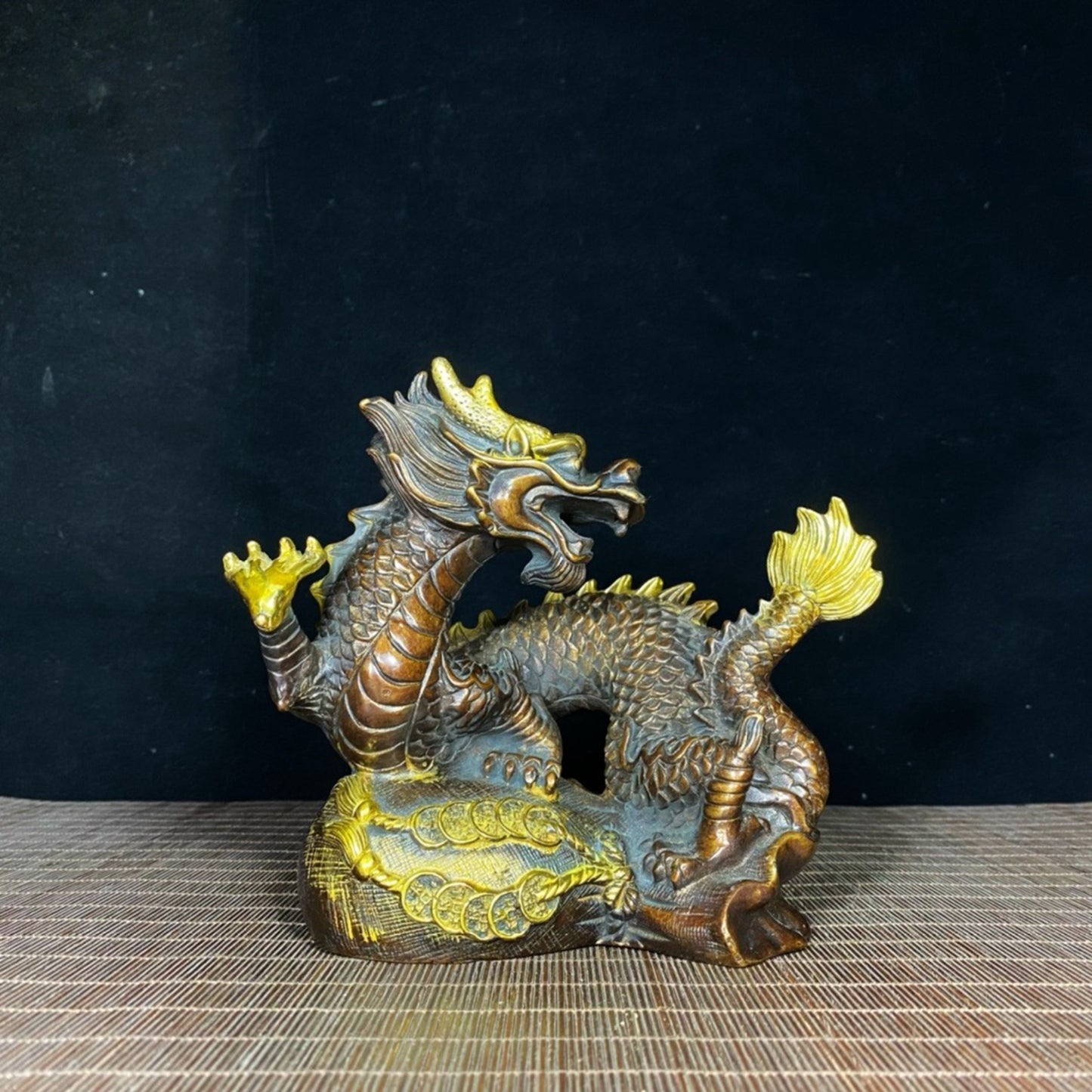 Pure Copper Gilded Gold Looking Back at the Divine Dragon