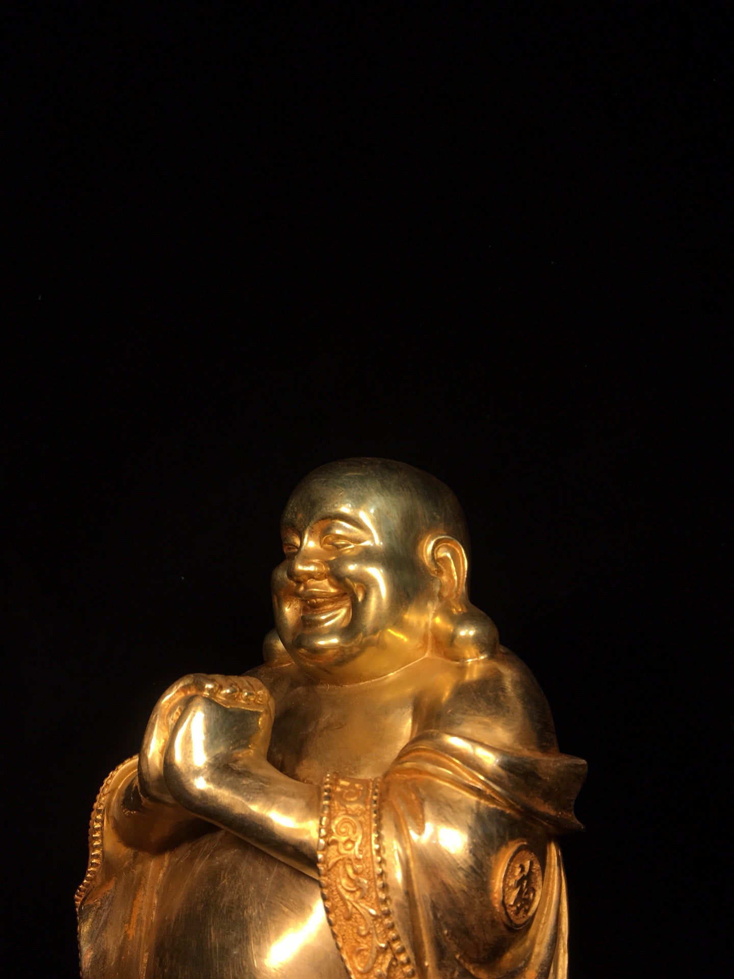 Chinese antique pure copper Maitreya Buddha statue