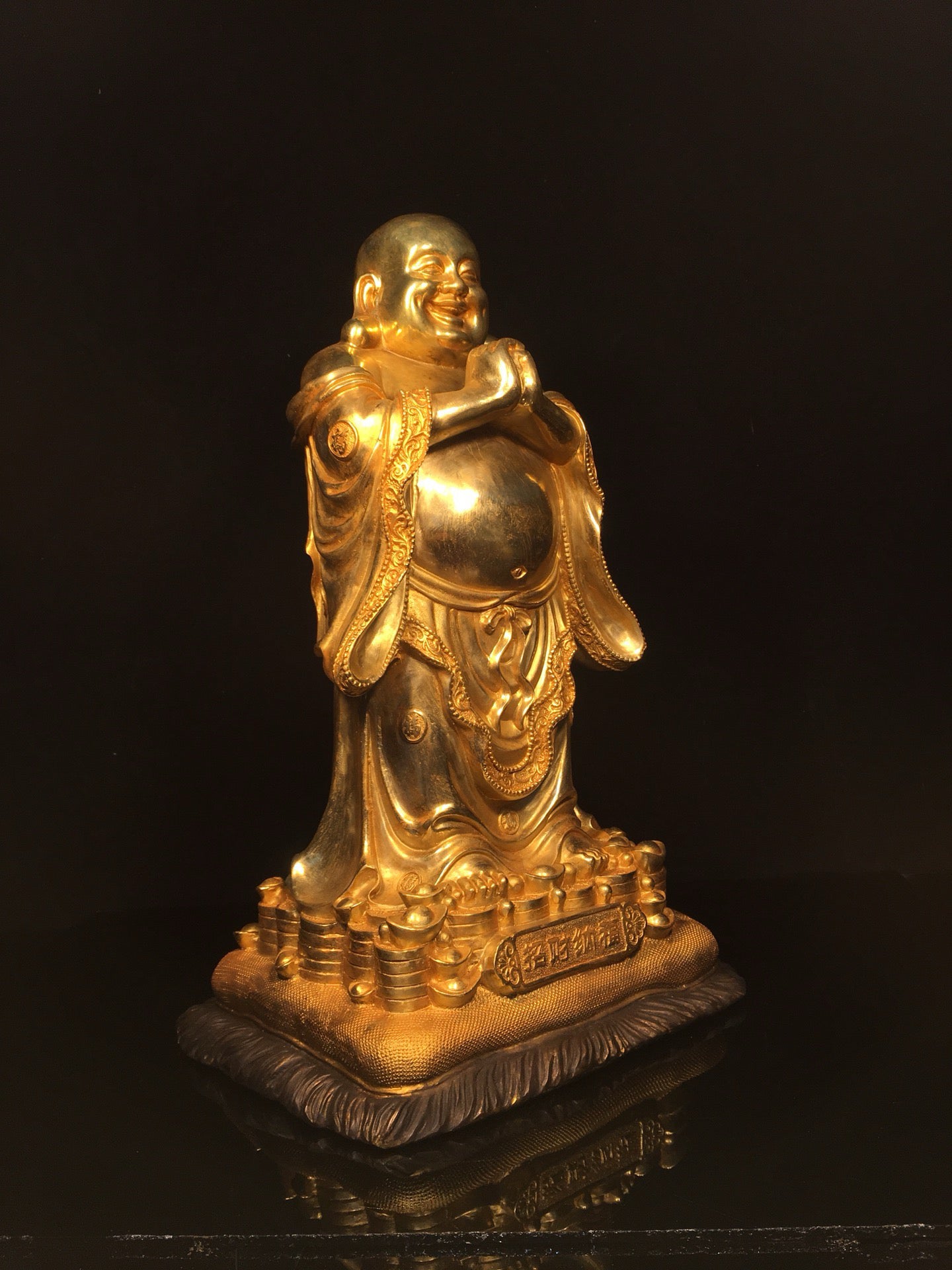 Chinese antique pure copper Maitreya Buddha statue