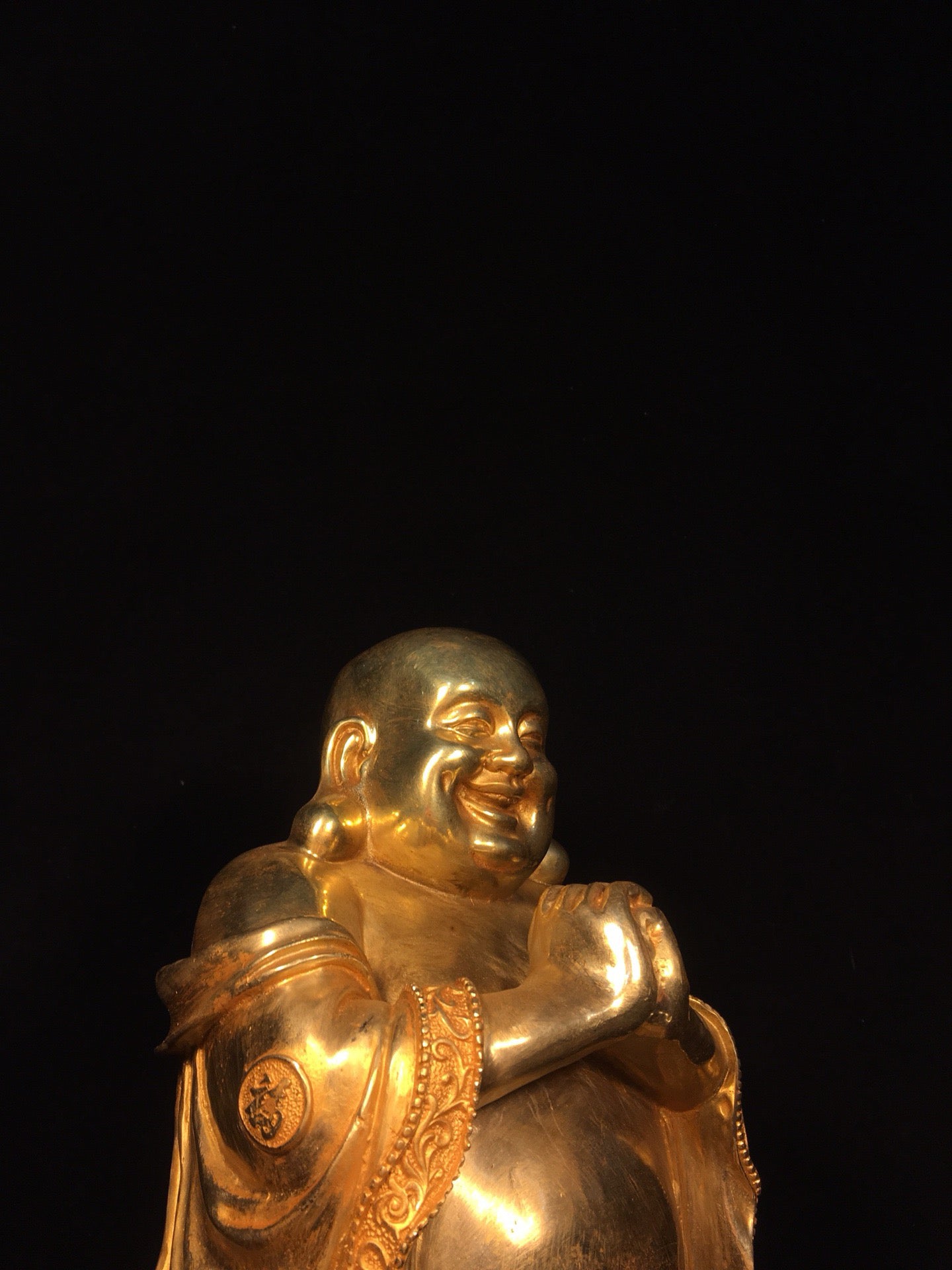 Chinese antique pure copper Maitreya Buddha statue