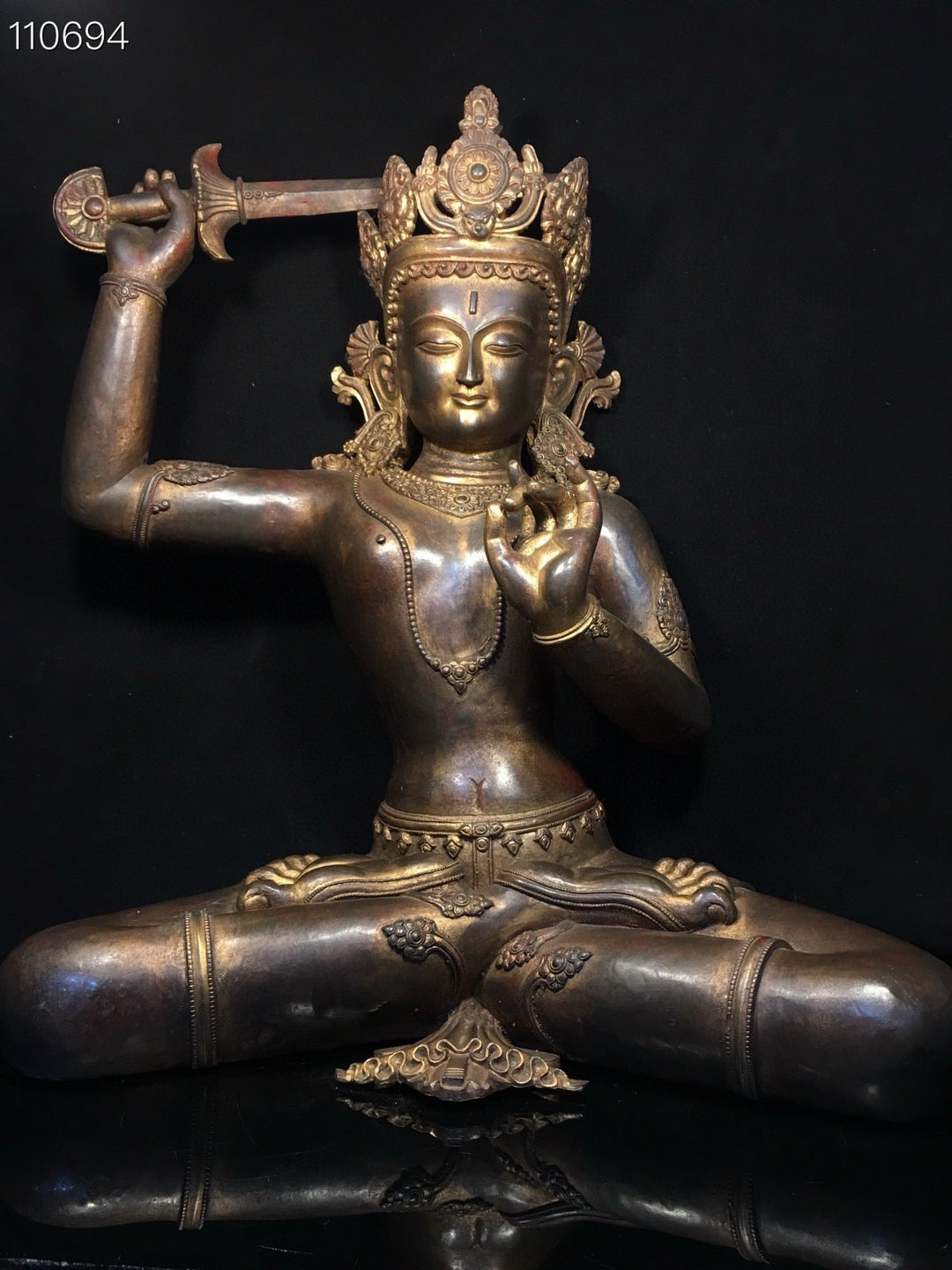 Chinese antique pure copper statue of Manjushri Bodhisattva