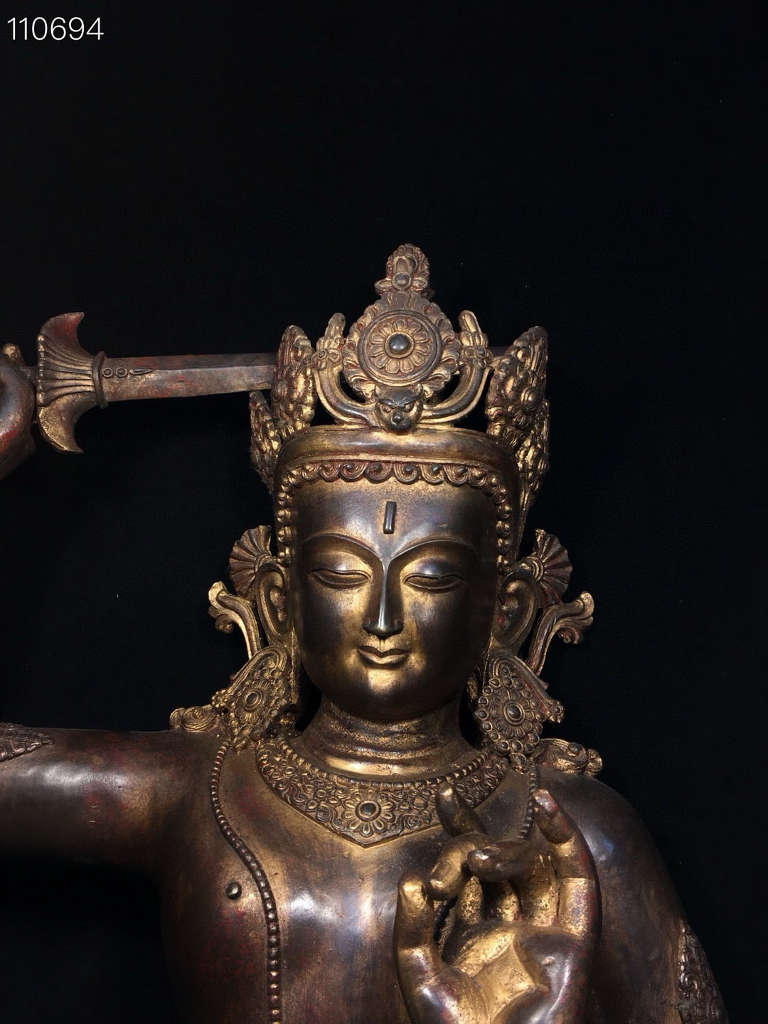 Chinese antique pure copper statue of Manjushri Bodhisattva