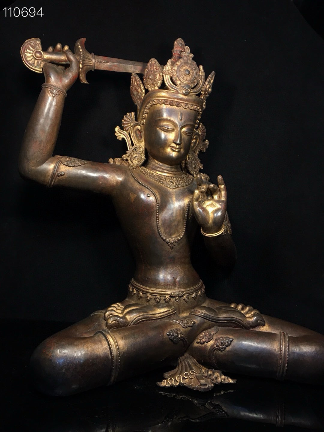 Chinese antique pure copper statue of Manjushri Bodhisattva