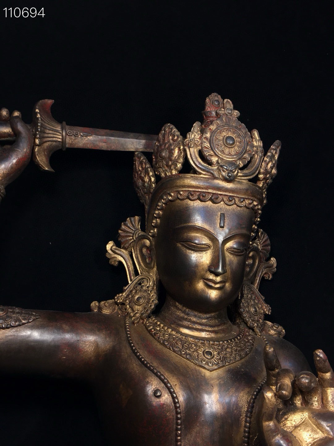 Chinese antique pure copper statue of Manjushri Bodhisattva