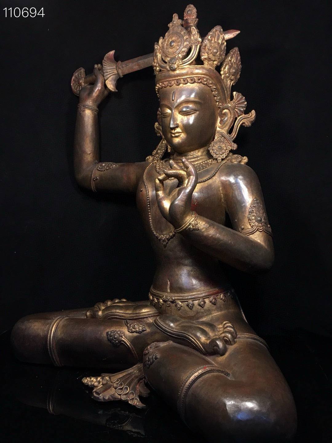 Chinese antique pure copper statue of Manjushri Bodhisattva
