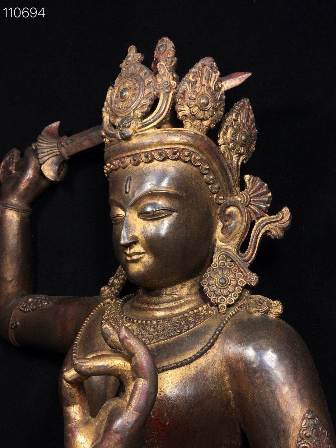 Chinese antique pure copper statue of Manjushri Bodhisattva