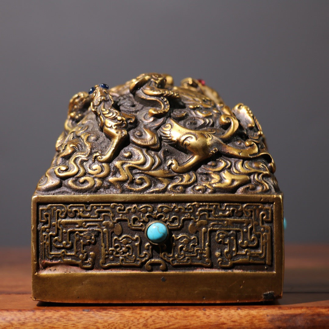 Old brass inlaid gemstones [Divine Dragon Guardian]