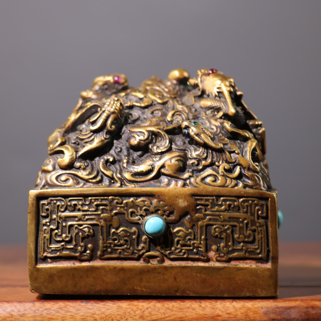 Old brass inlaid gemstones [Divine Dragon Guardian]