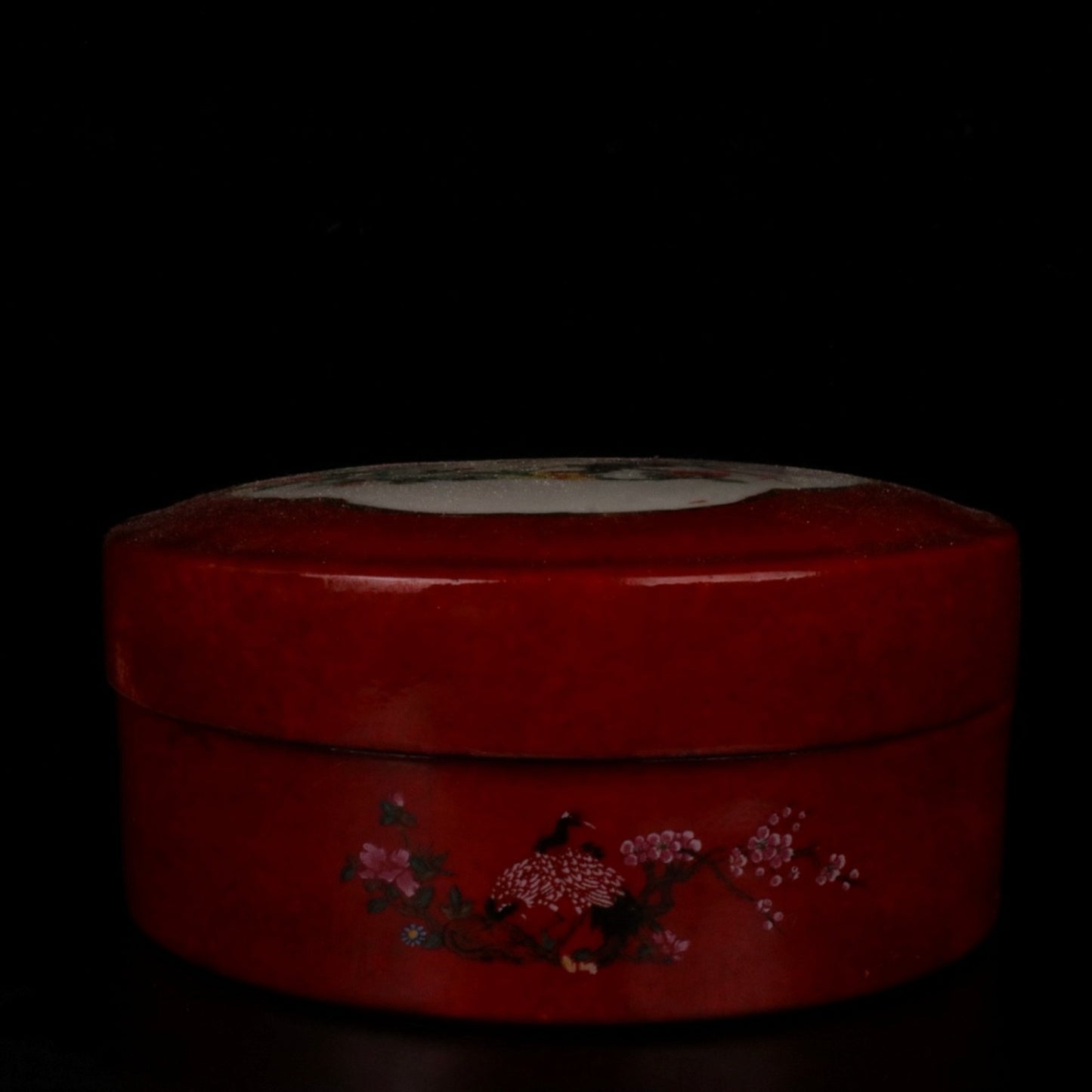 Ceramic Sand Red Window Fairy Crane Pattern Fruit Box