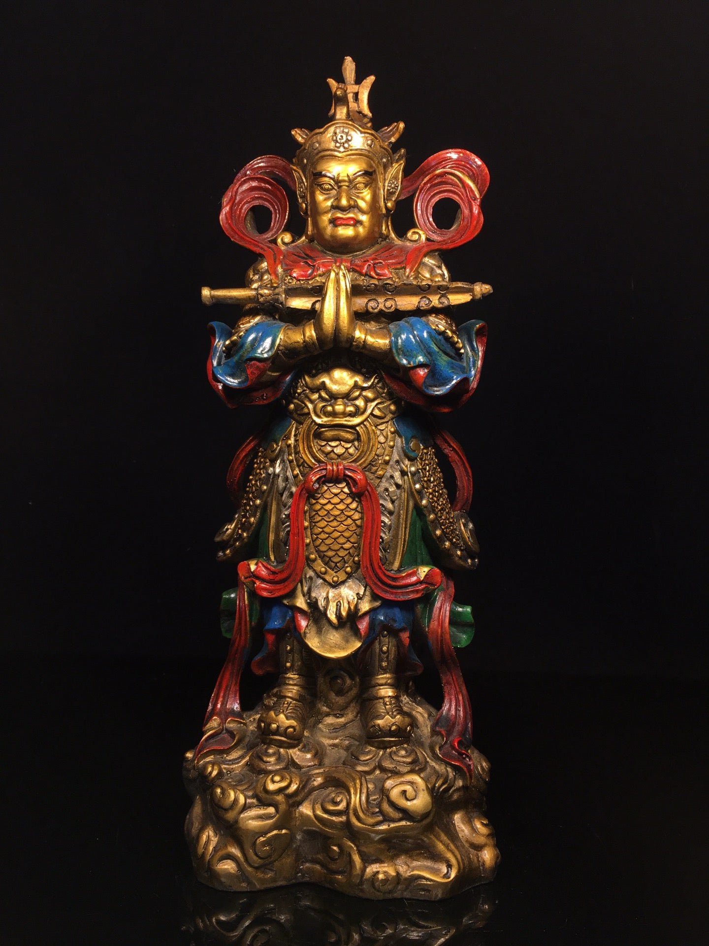Chinese antique pure copper painted Weituo