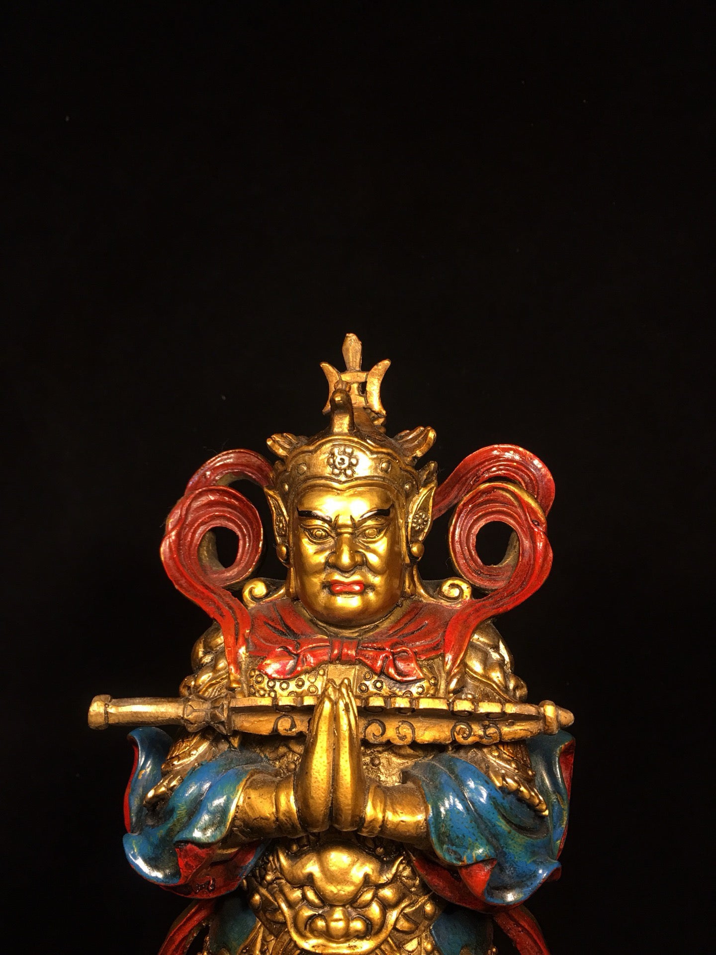 Chinese antique pure copper painted Weituo