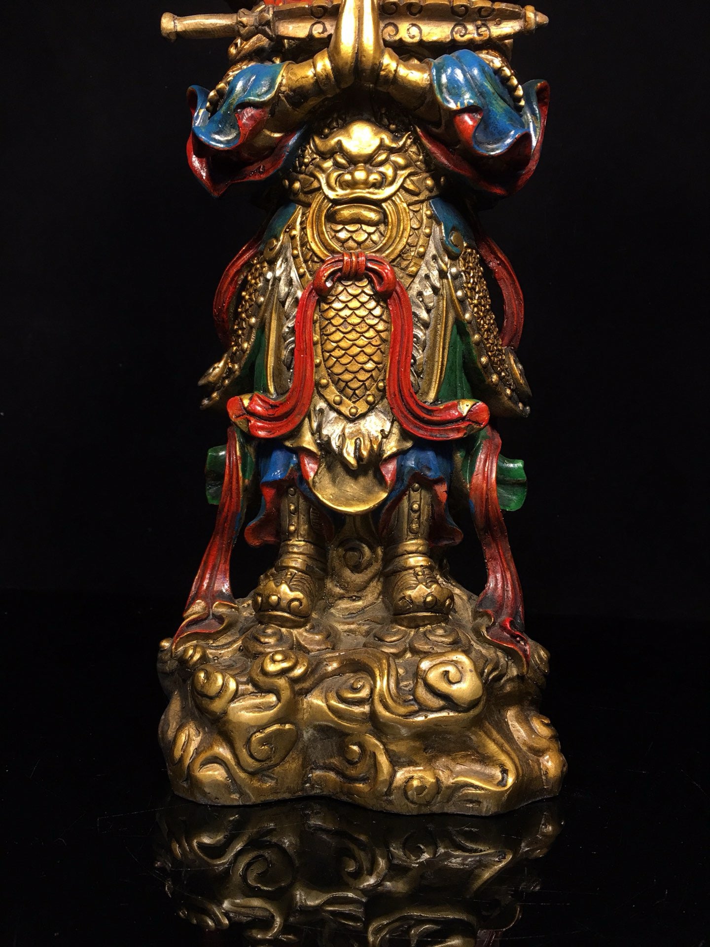 Chinese antique pure copper painted Weituo