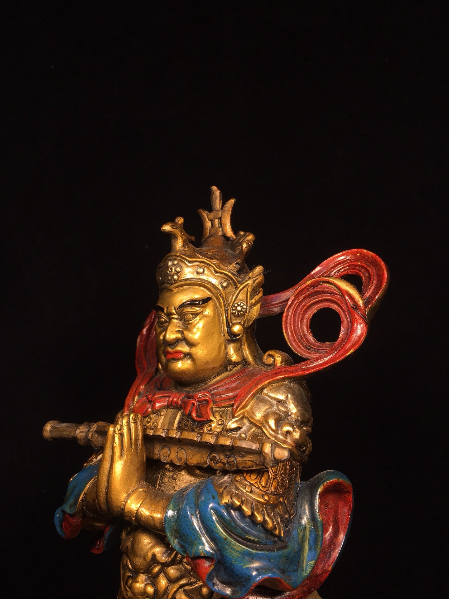 Chinese antique pure copper painted Weituo