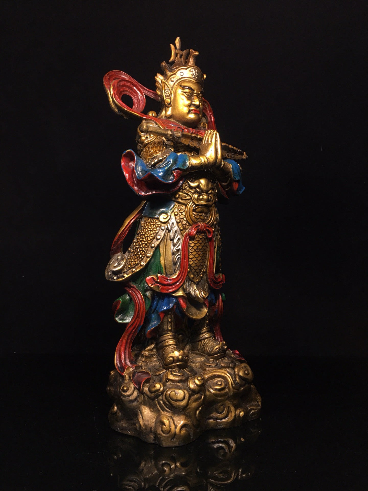 Chinese antique pure copper painted Weituo