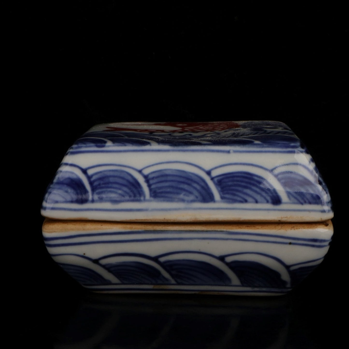 Ceramic blue and white glazed square printing box
