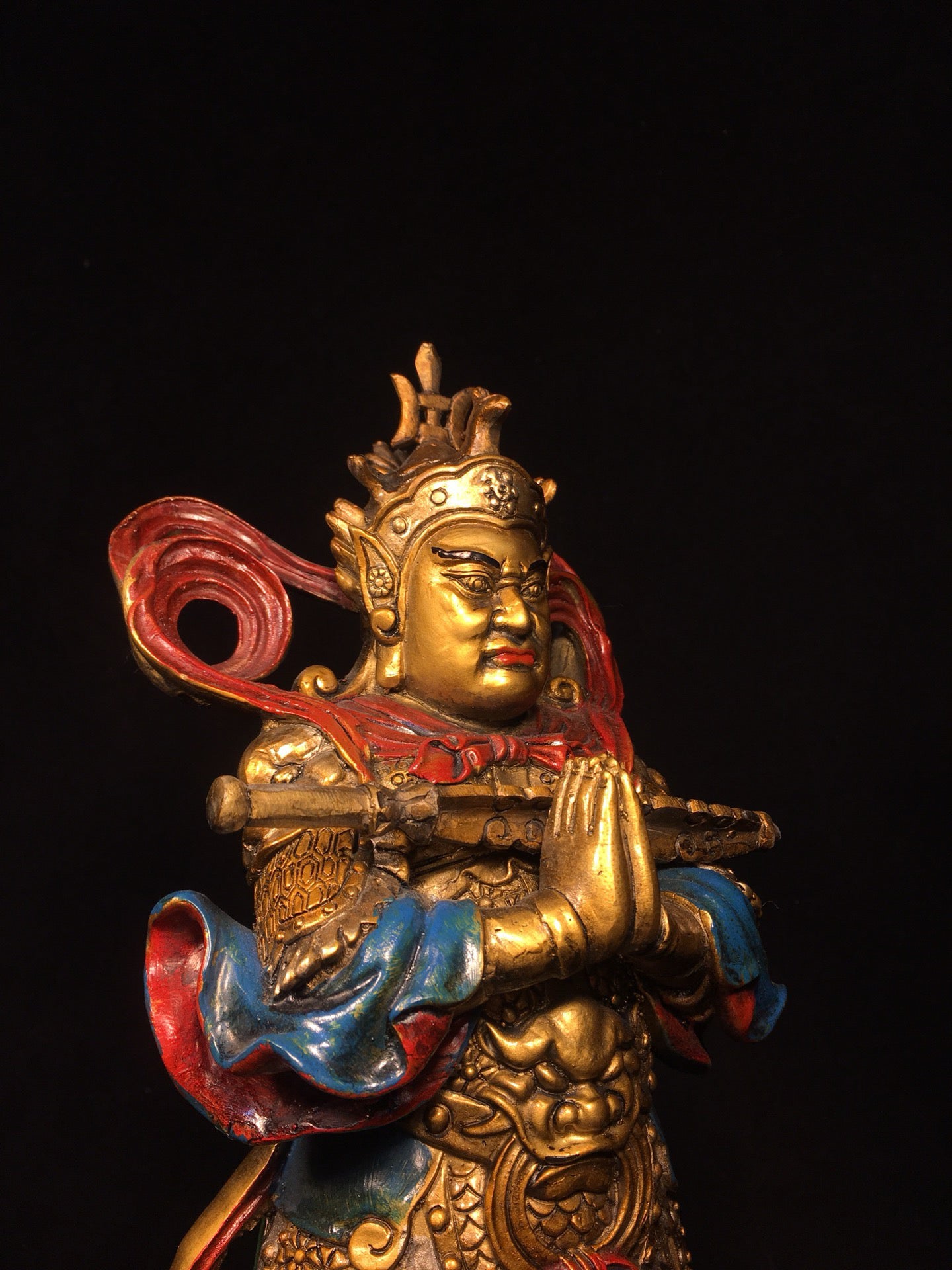Chinese antique pure copper painted Weituo